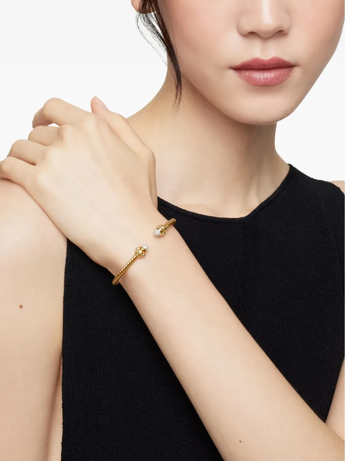 David Yurman 18kt yellow gold Renaissance Cablespira diamond bracelet - 画像3
