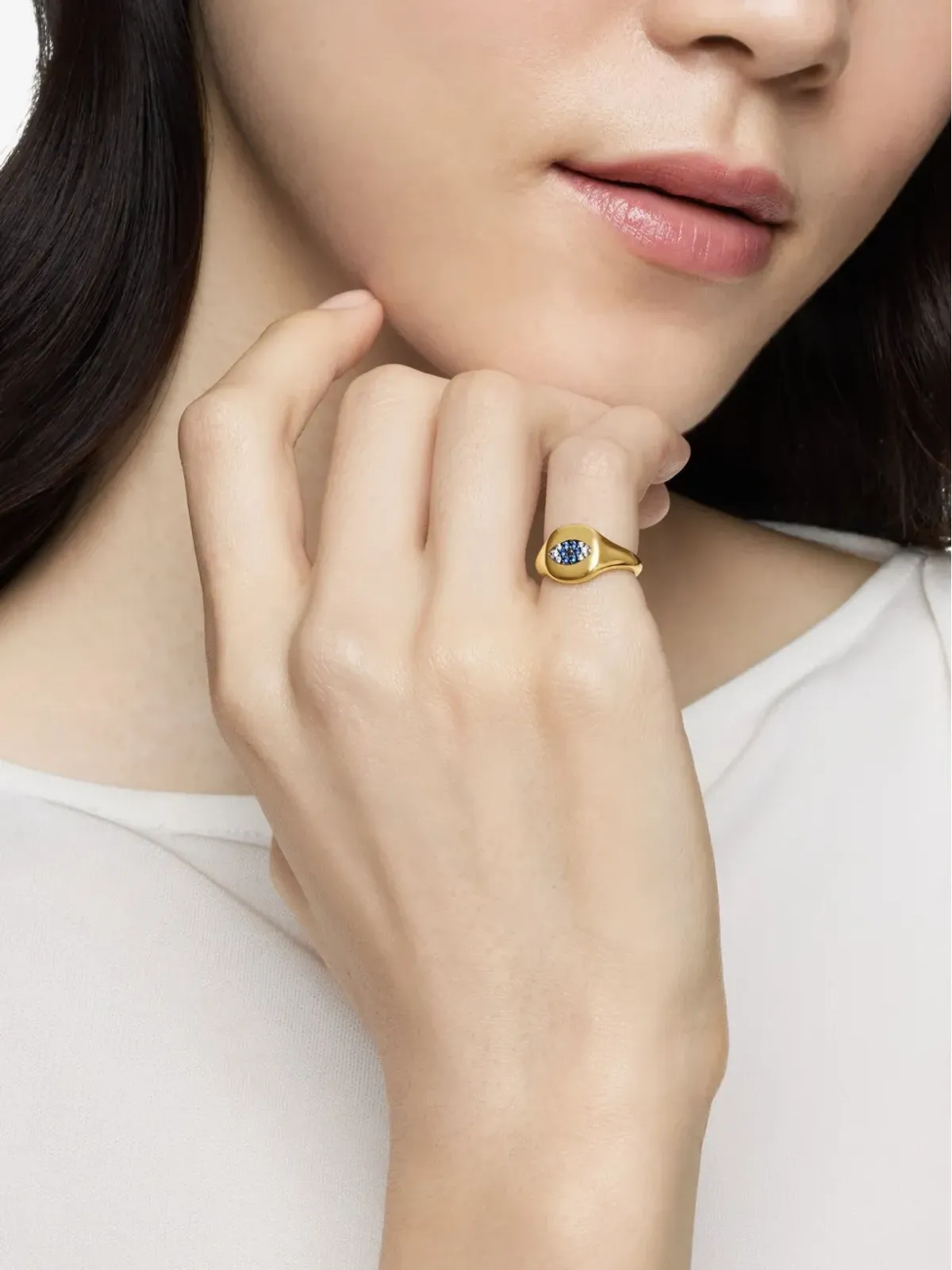 David Yurman Cable Collectibles イービルアイ サファイアとダイヤモンド ピンキーリング - 画像2