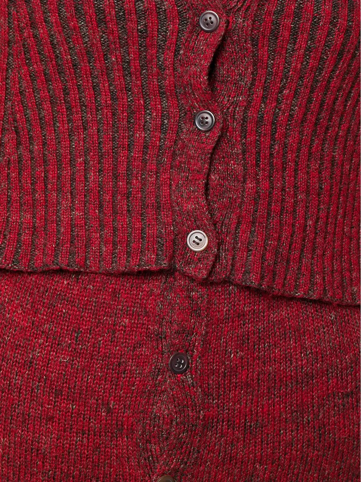 Yohji Yamamoto Pre-Owned ribbed high neck cardigan - Red - 画像5