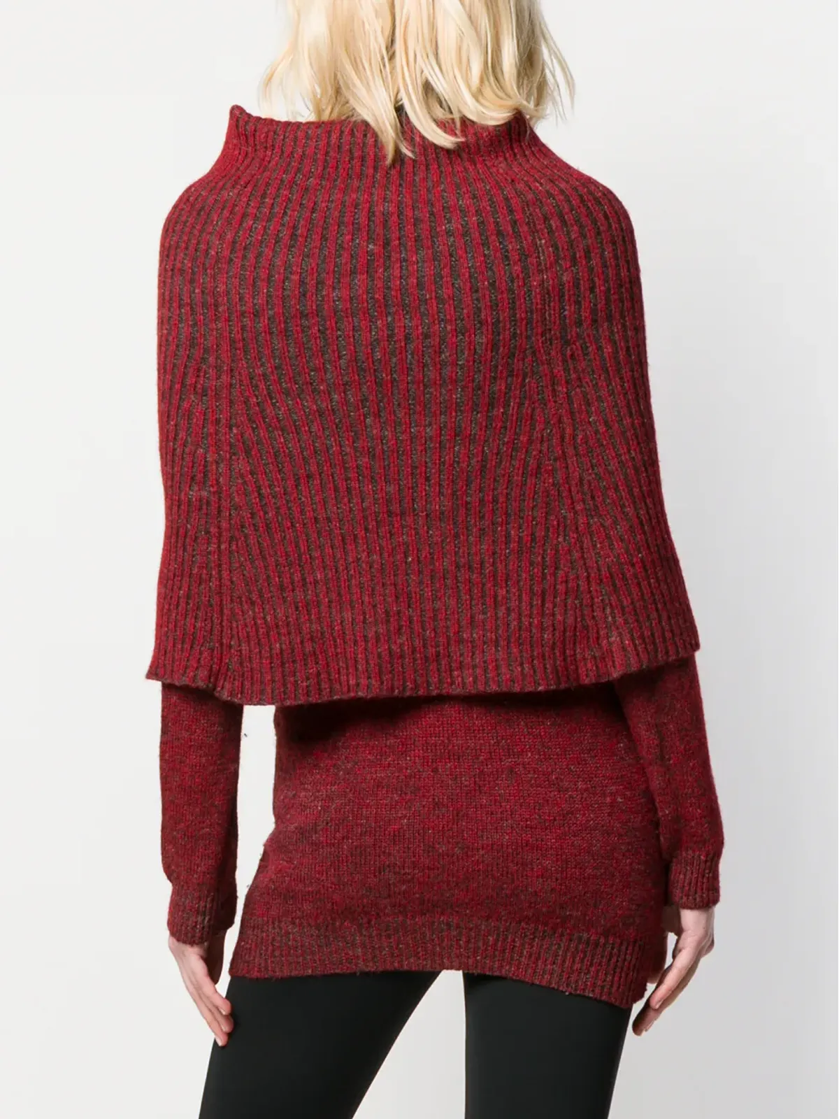 Yohji Yamamoto Pre-Owned ribbed high neck cardigan - Red - 画像4