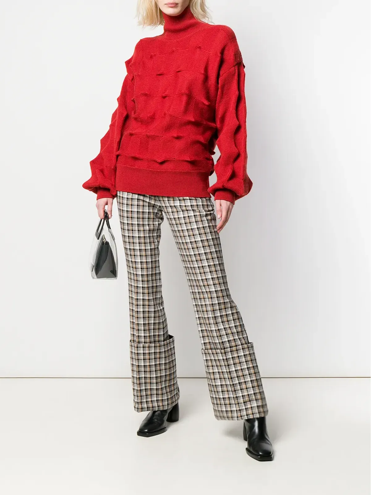 Issey Miyake Vintage ジグザグ柄の構造的ロールネックセーター - 画像2