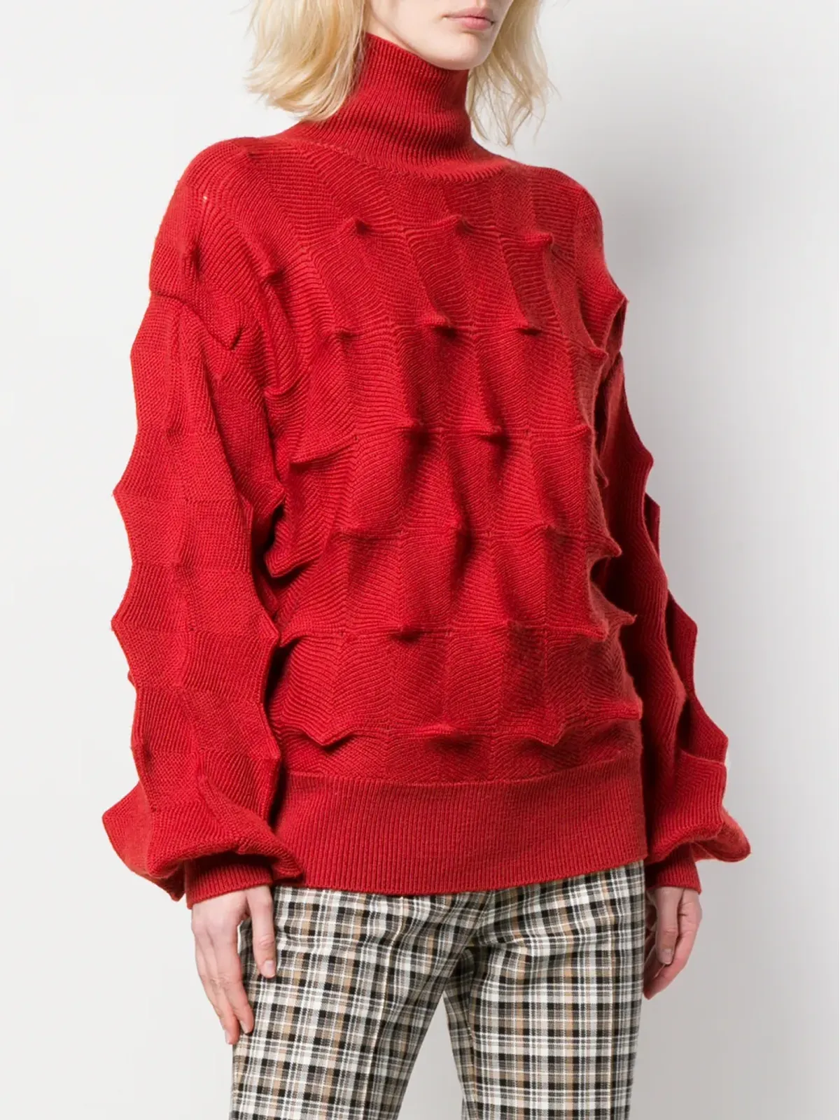 Issey Miyake Vintage ジグザグ柄の構造的ロールネックセーター - 画像3