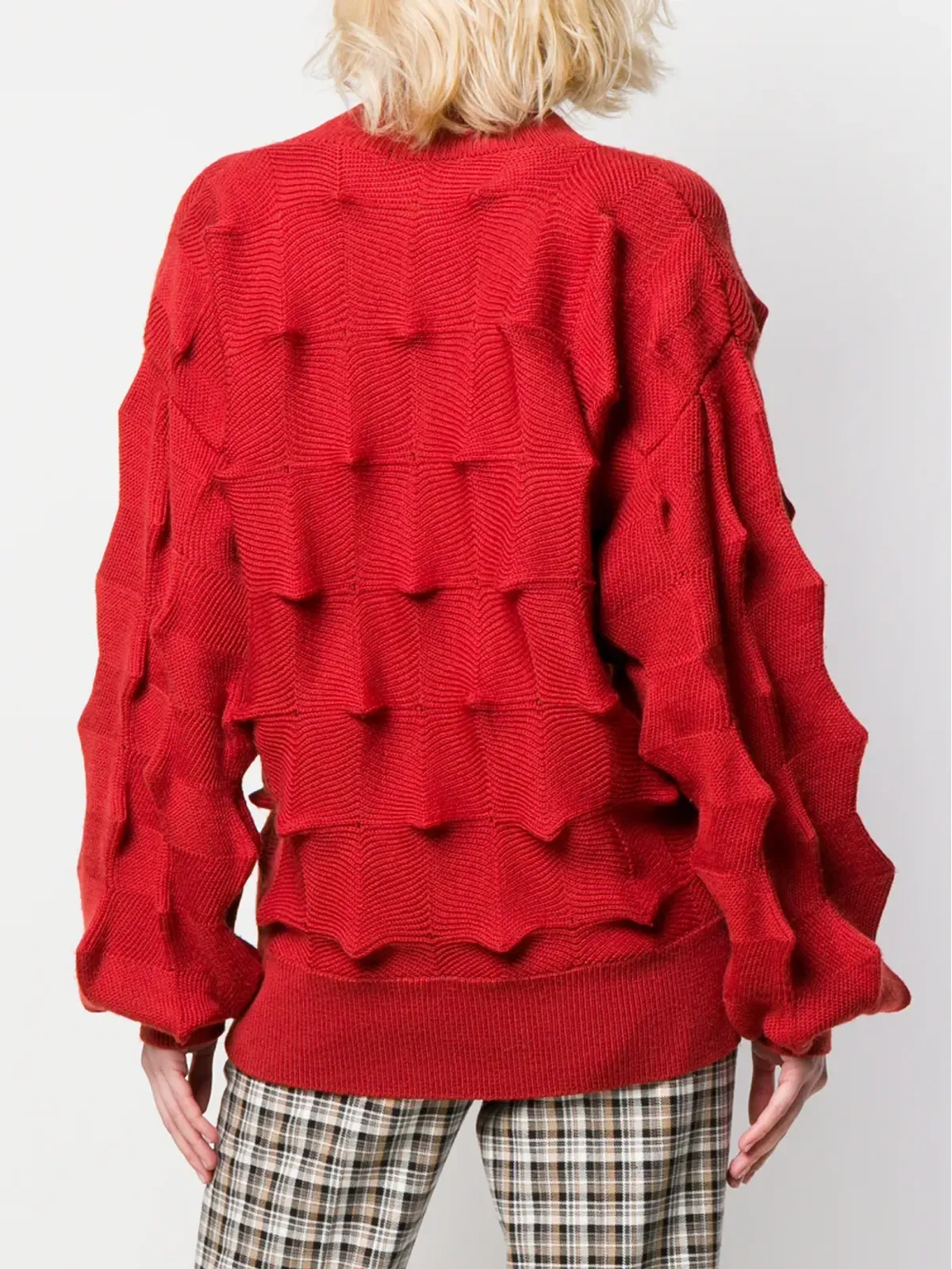 Issey Miyake Vintage ジグザグ柄の構造的ロールネックセーター - 画像4