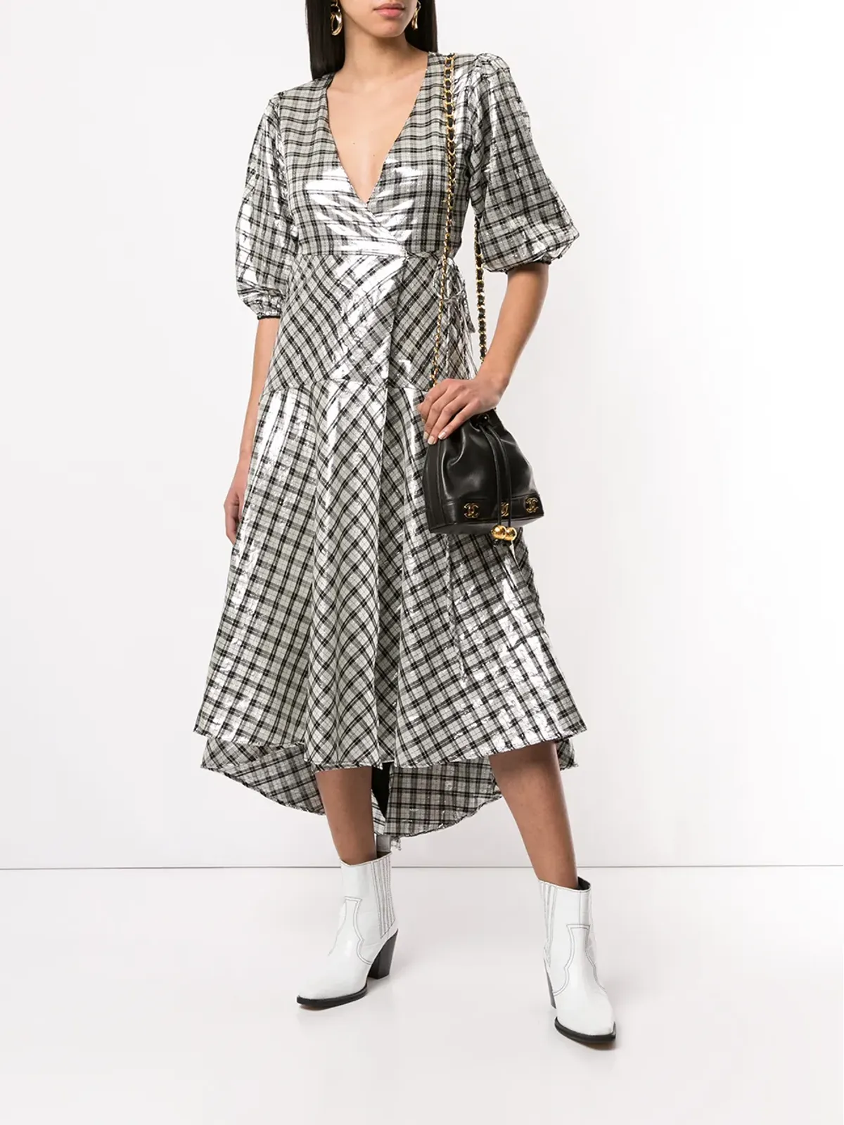 CHANEL ビンテージ CCロゴチェーン ドローストリング バケットバッグ - 画像2
