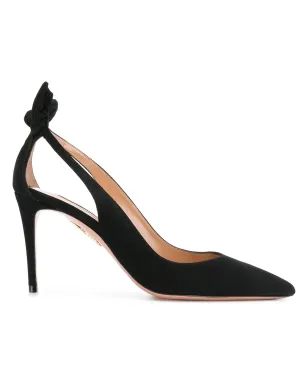 Aquazzura ボウ付きスエードパンプス（ブラック） - サムネイル1