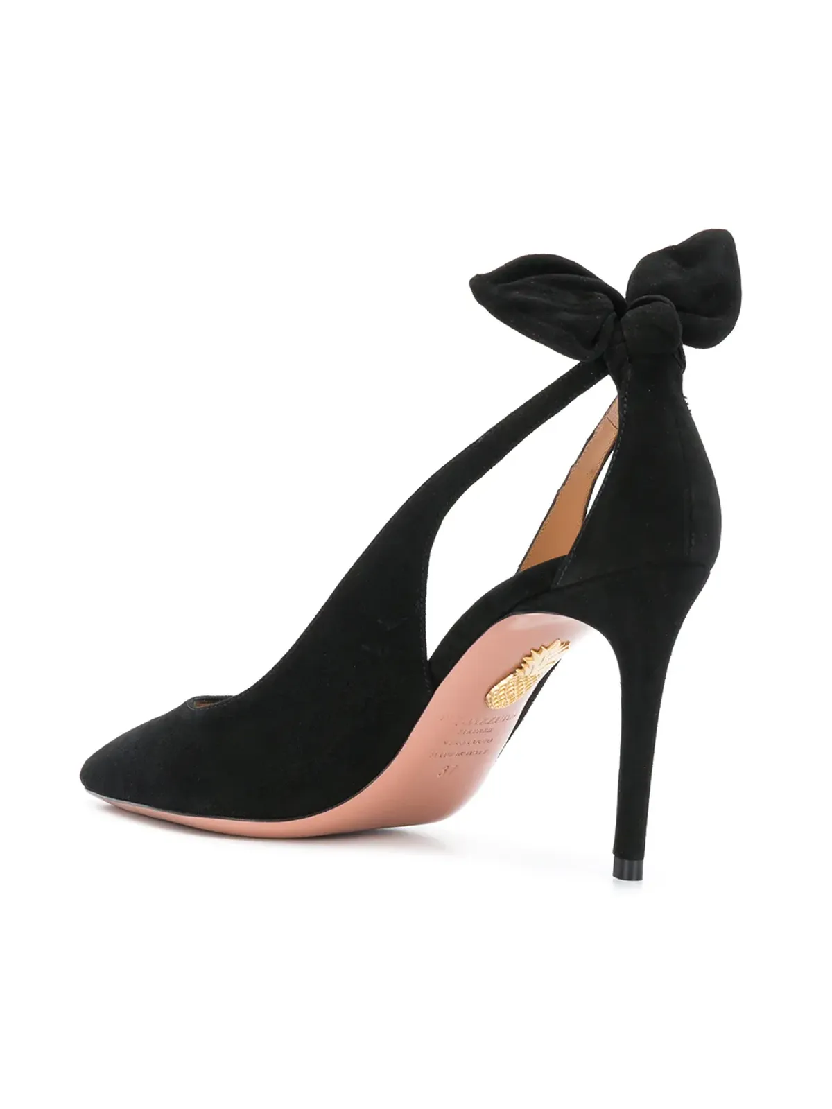 Aquazzura ボウ付きスエードパンプス（ブラック） - 画像5