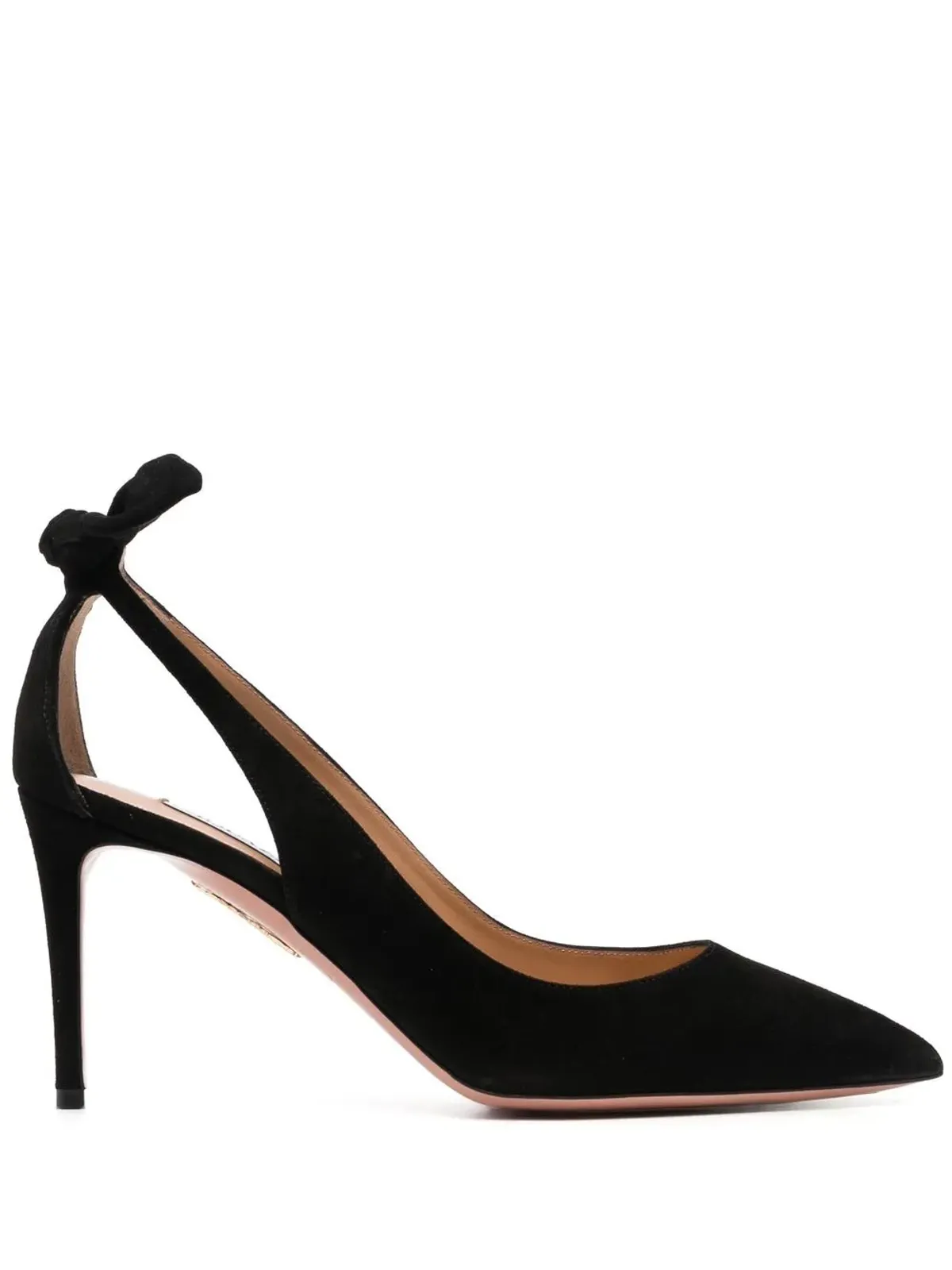 Aquazzura ボウ付きスエードパンプス（ブラック） - 画像2