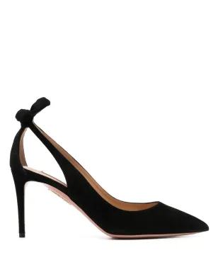 Aquazzura ボウ付きスエードパンプス（ブラック） - サムネイル2