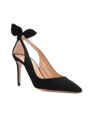 Aquazzura ボウ付きスエードパンプス（ブラック） - サムネイル3