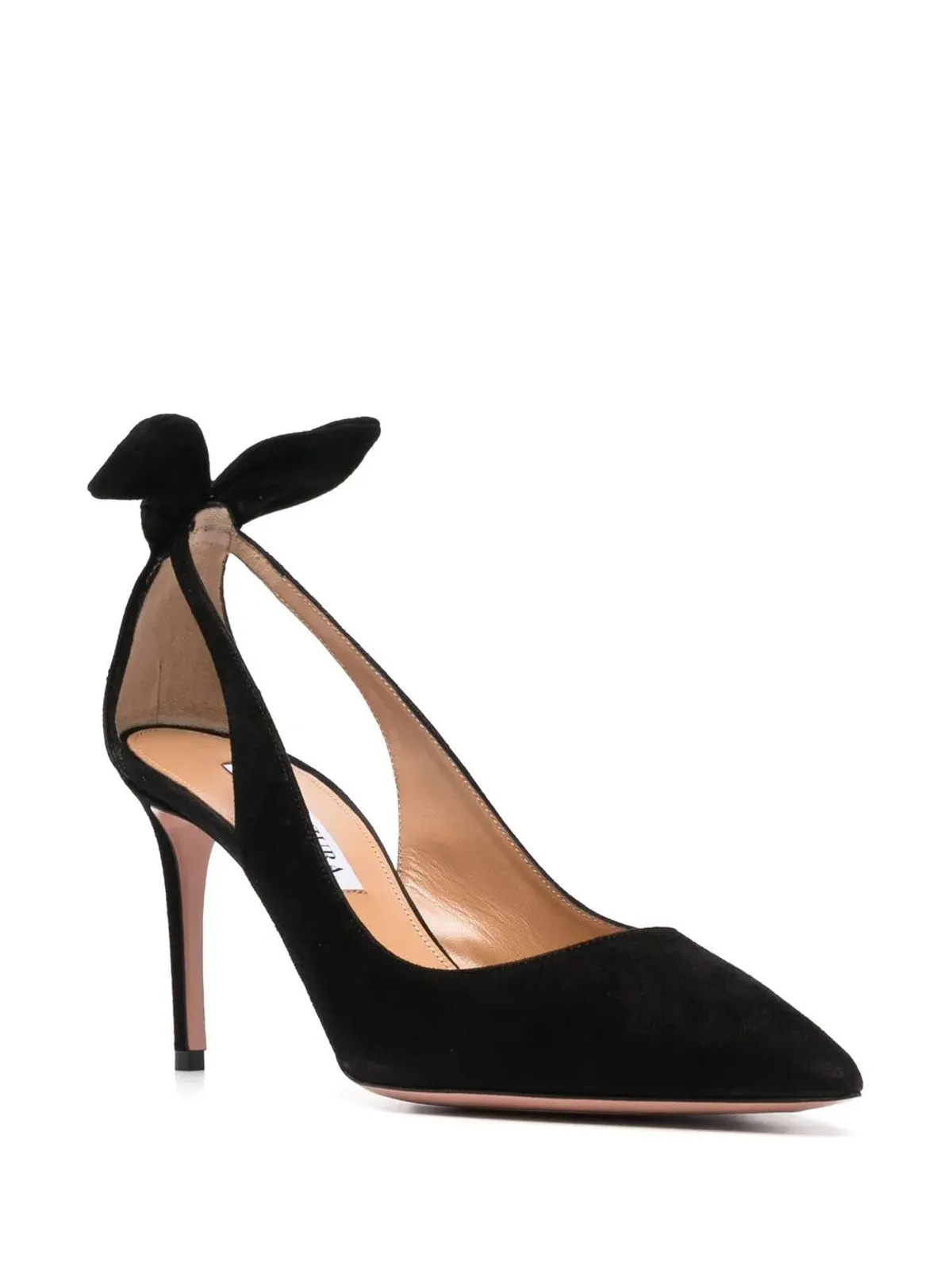 Aquazzura ボウ付きスエードパンプス（ブラック） - 画像4