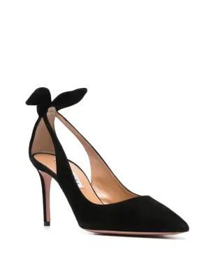 Aquazzura ボウ付きスエードパンプス（ブラック） - サムネイル4
