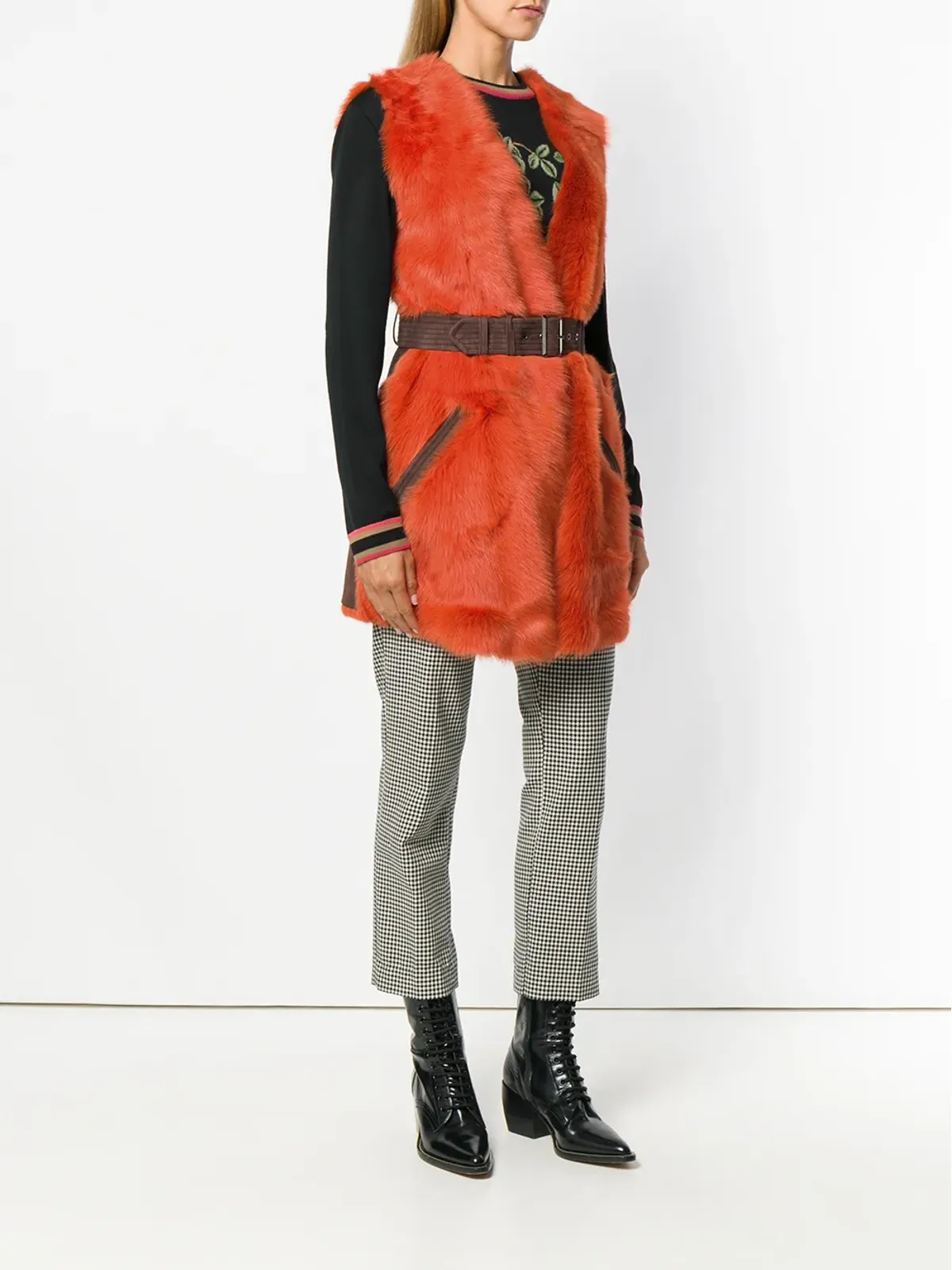 Alberta Ferretti ノースリーブ ベルト付きジレ - 画像3
