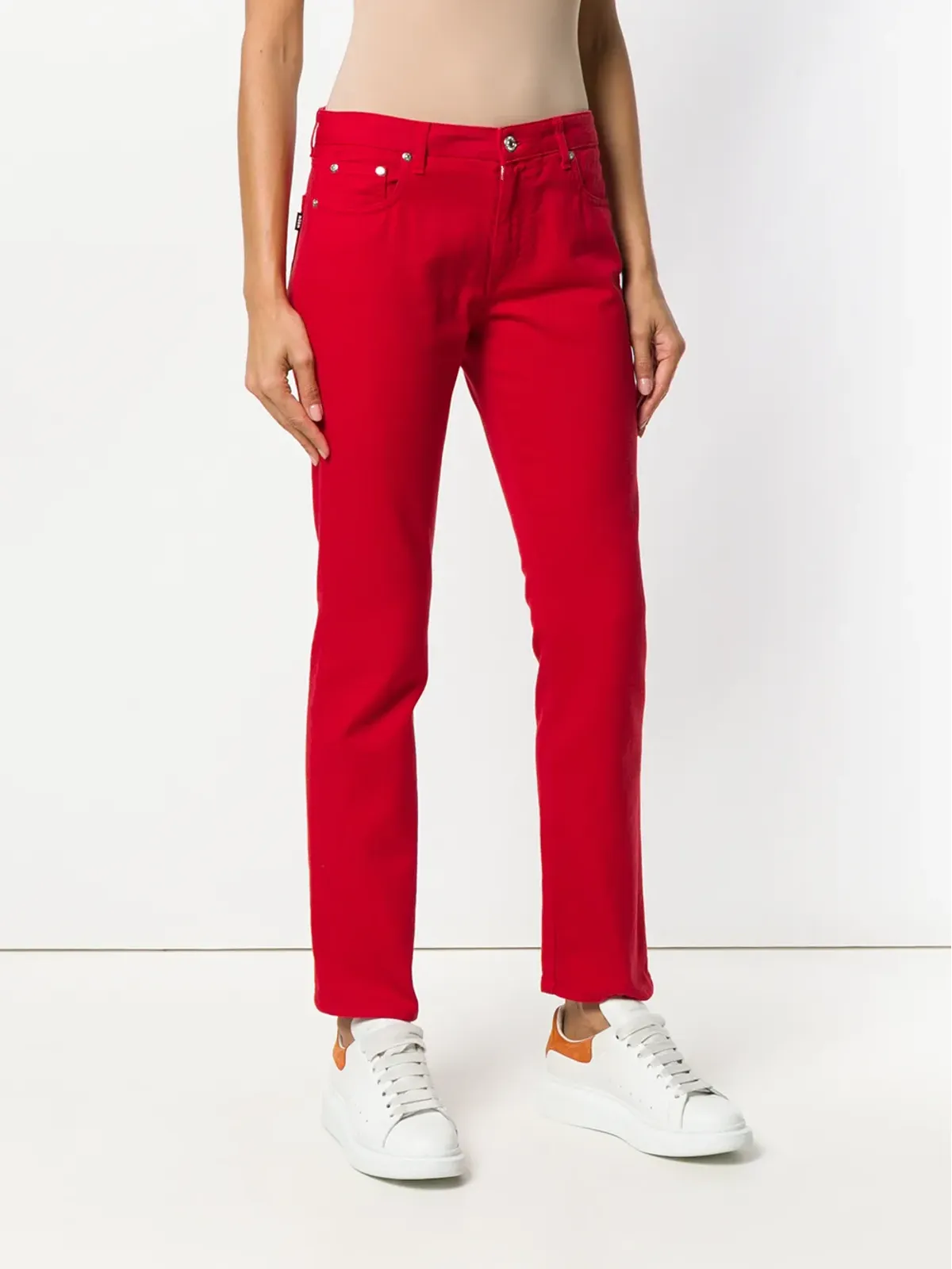 MSGM ロゴプリント スリムフィット ジーンズ - レッド - 画像3
