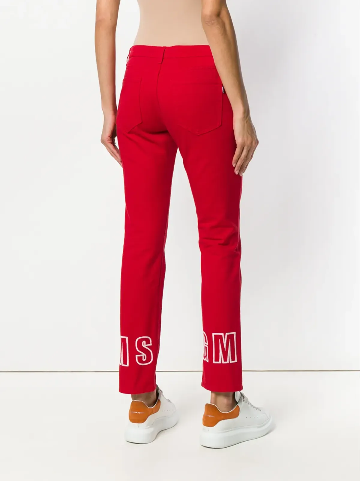 MSGM ロゴプリント スリムフィット ジーンズ - レッド - 画像4