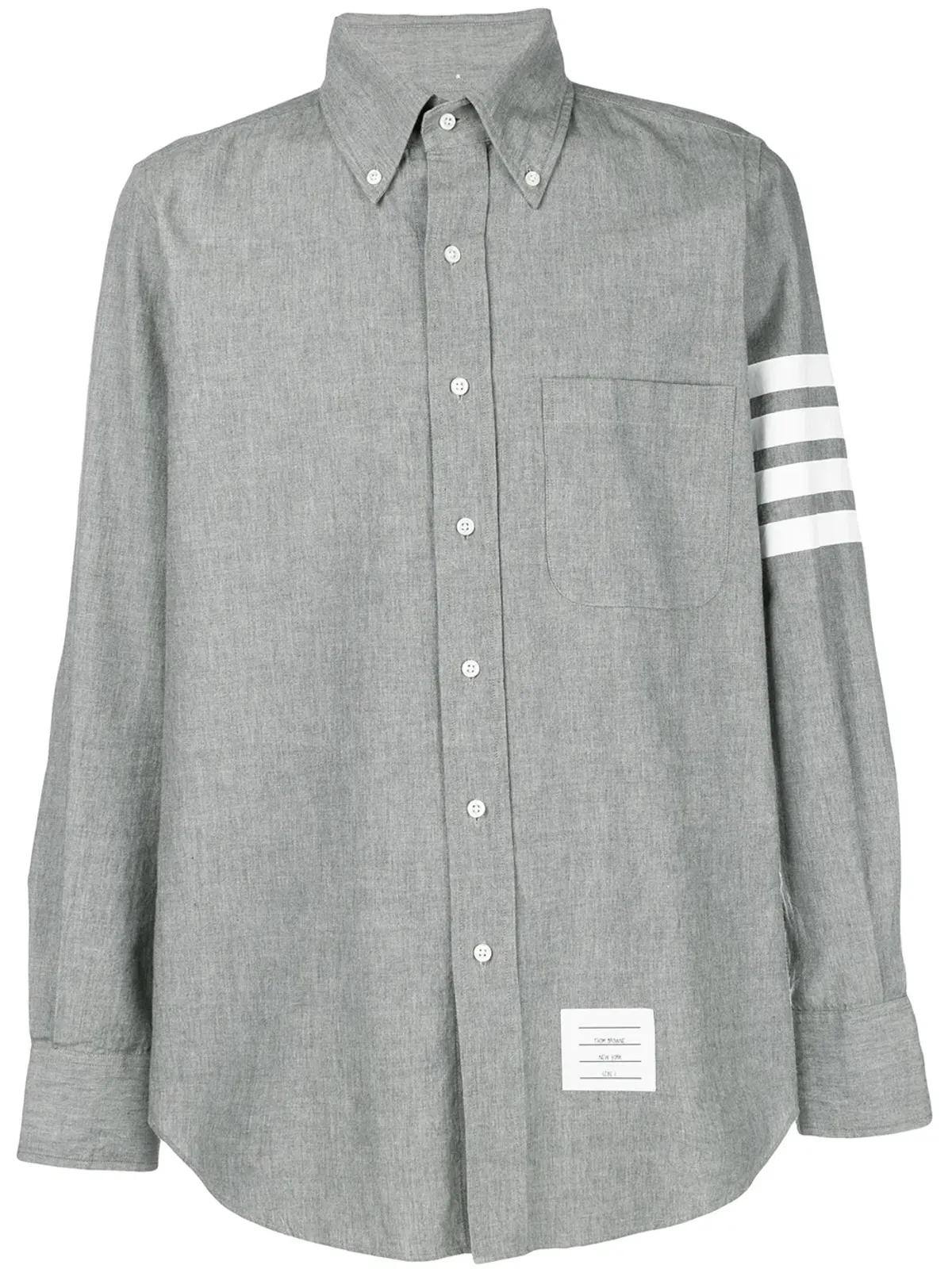 Thom Browne 4バー ストレートフィット シャンブレーシャツ グレー - 画像2
