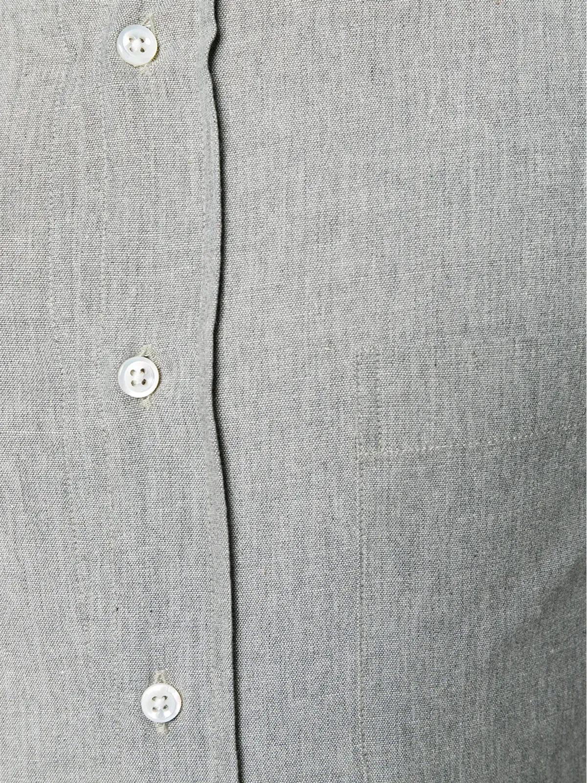Thom Browne 4バー ストレートフィット シャンブレーシャツ グレー - 画像3