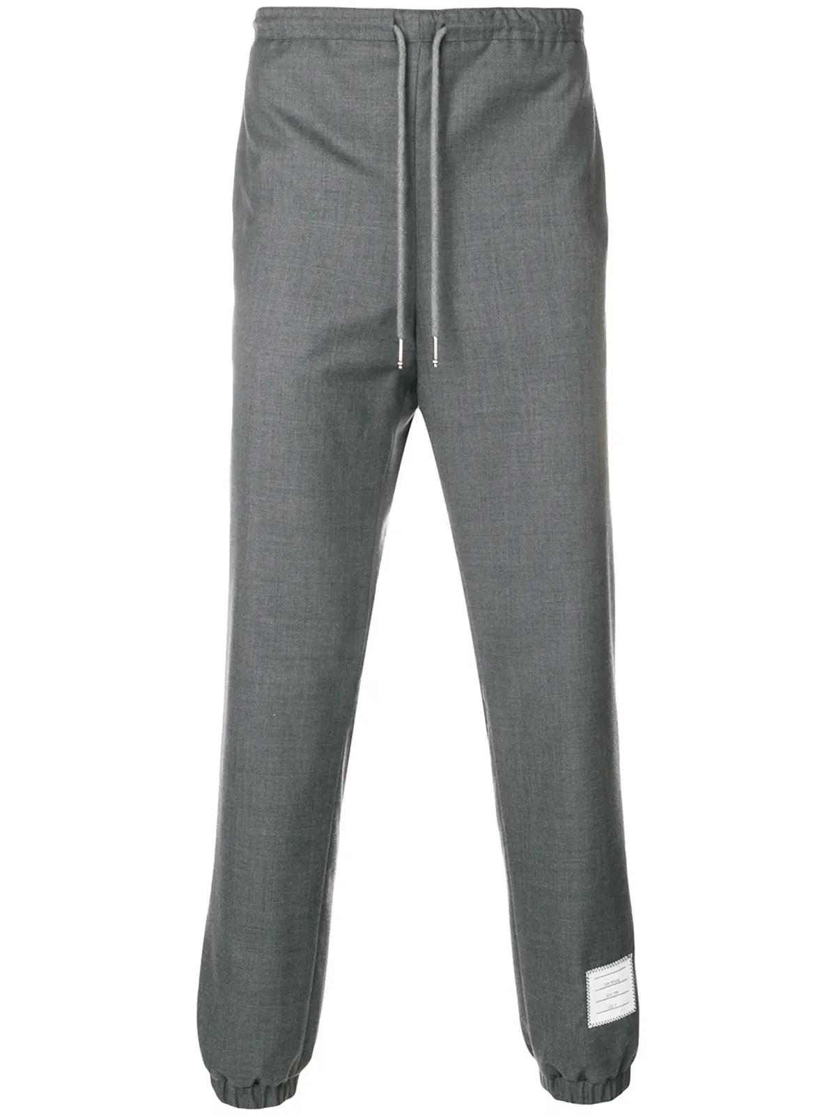 Thom Browne ドローコード付きウエストのグレー ウール トラックパンツ - 画像1