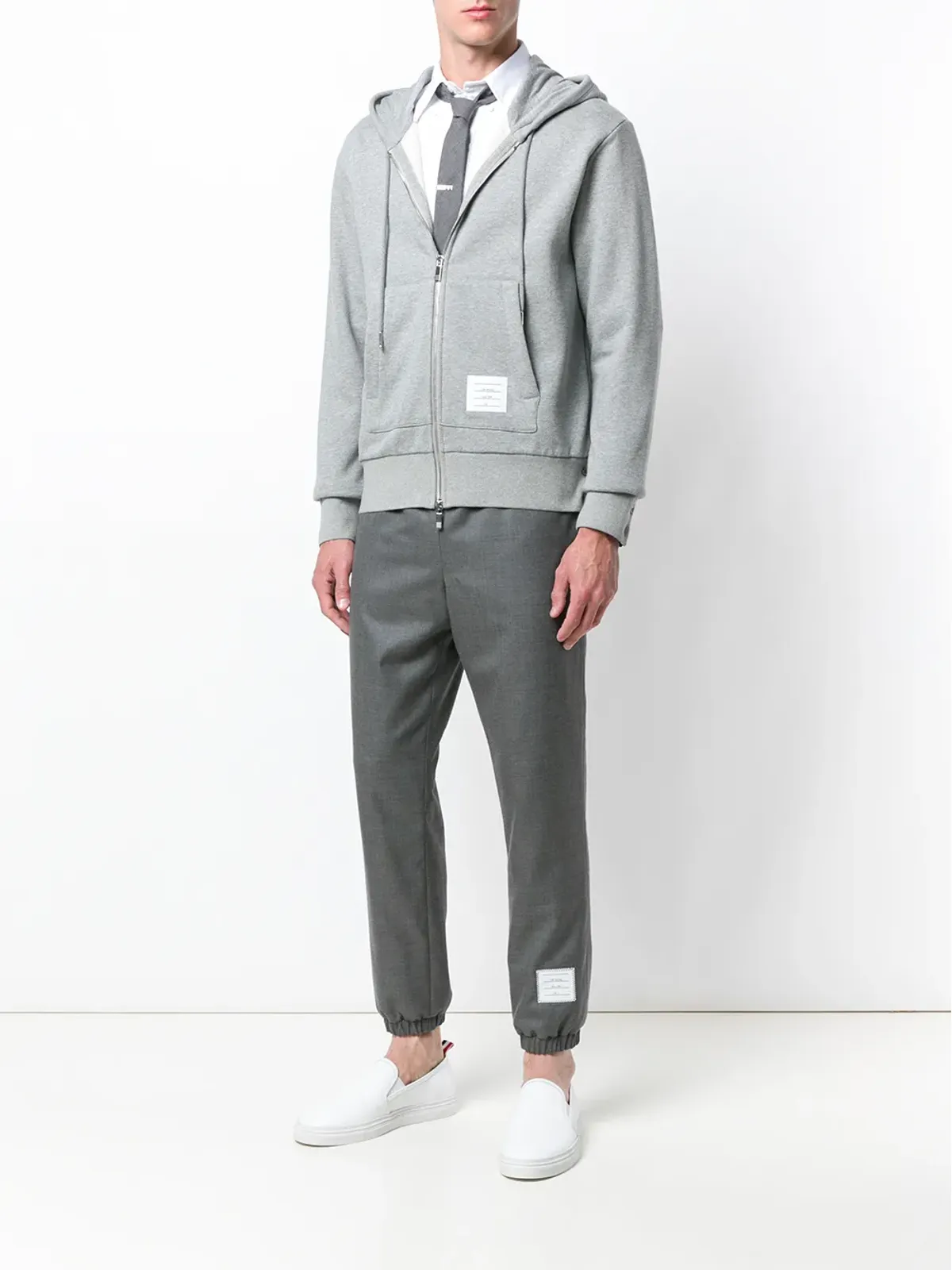 Thom Browne ドローコード付きウエストのグレー ウール トラックパンツ - 画像2