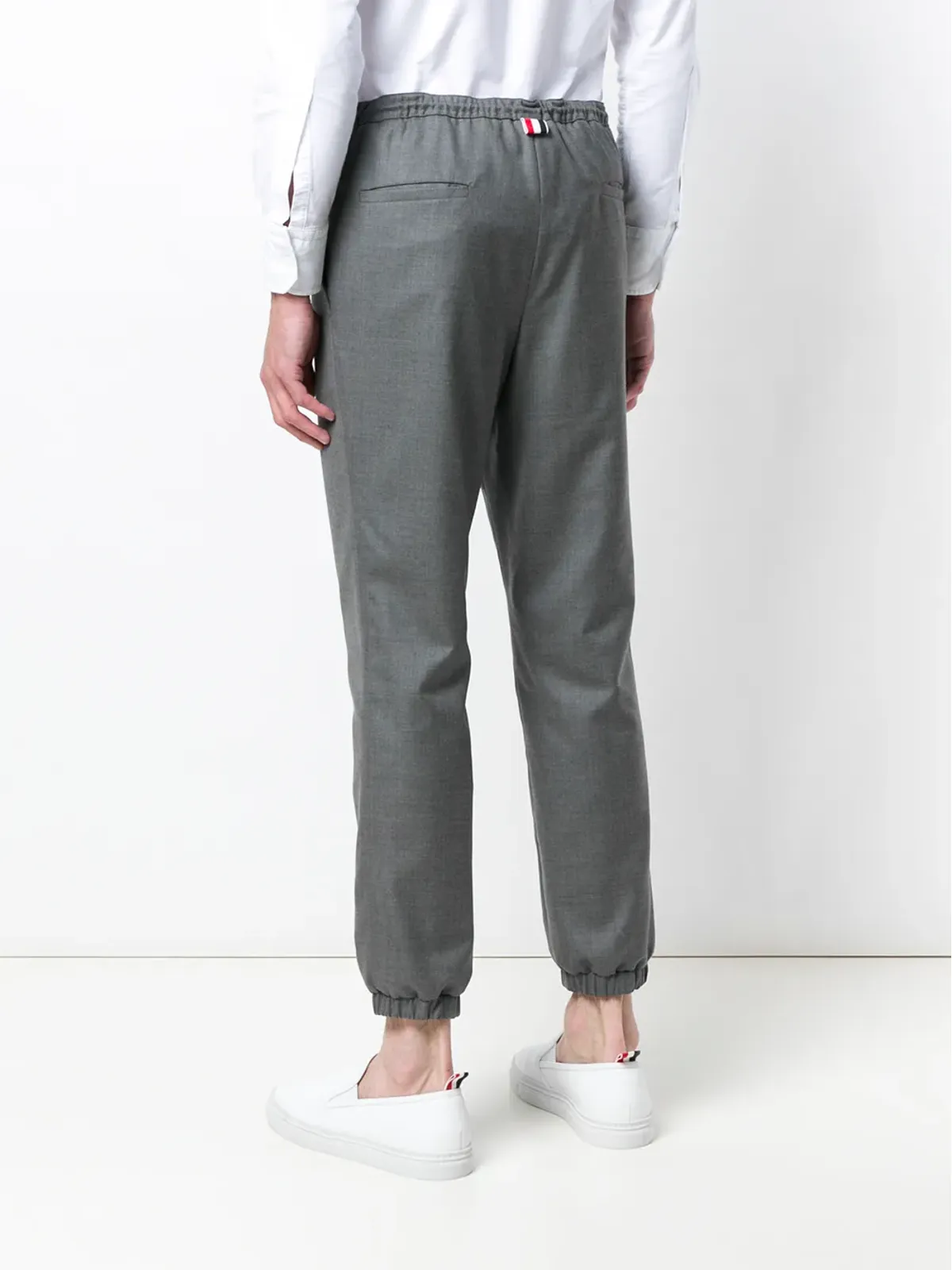 Thom Browne ドローコード付きウエストのグレー ウール トラックパンツ - 画像4