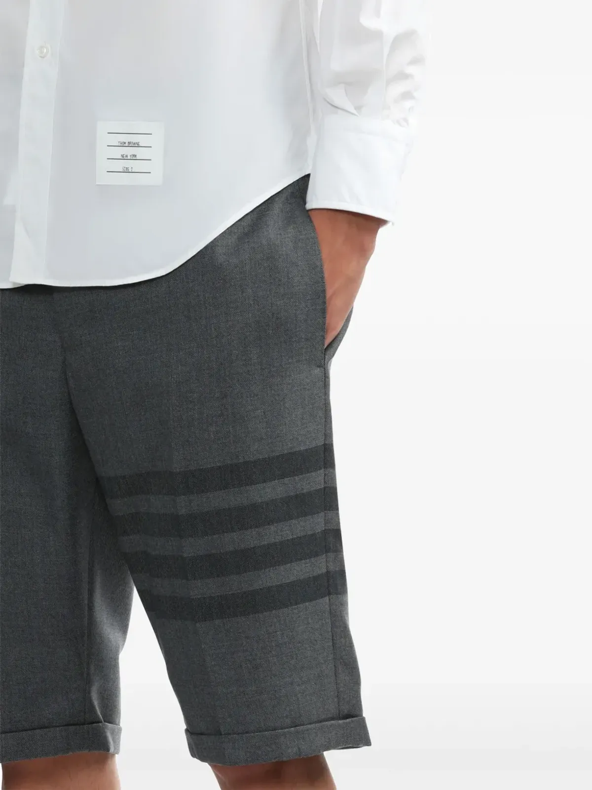 Thom Browne 4-Bar ウール混紡 ショートパンツ（グレー） - 画像5