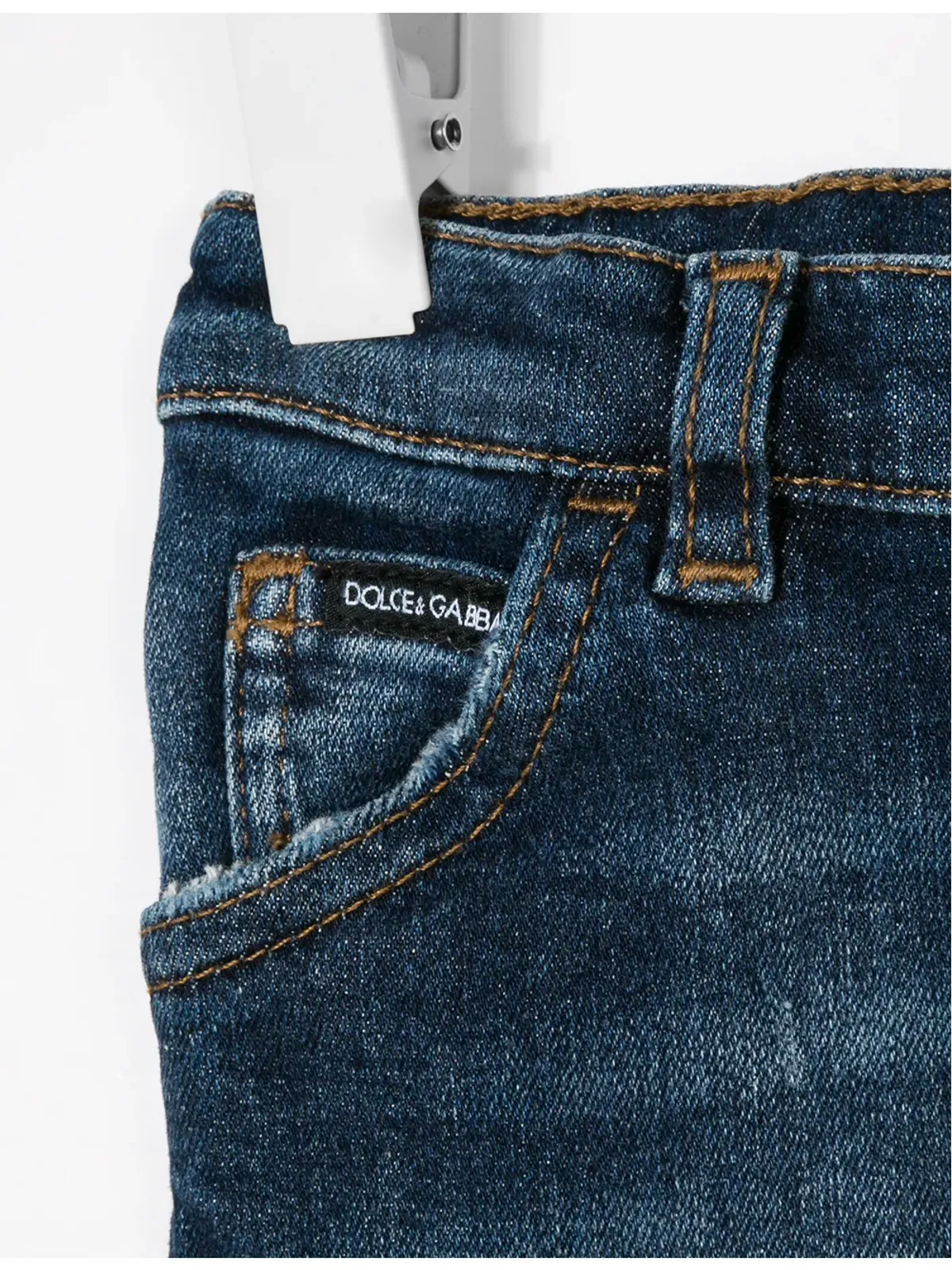 Dolce & Gabbana Kids ロゴアップリケ ウォッシュドジーンズ - ブルー - 画像3