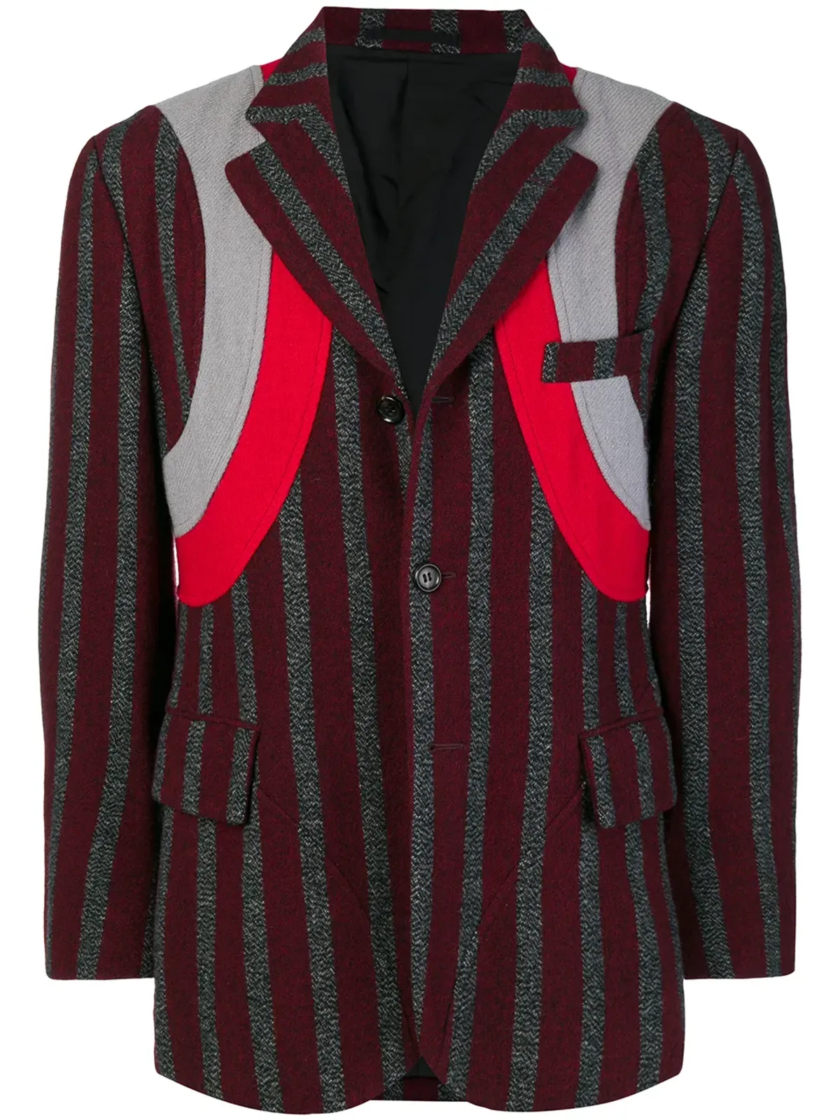 Comme Des Garçons Pre-Owned ストライプ アップリケ ブレザー（レッド） - 画像1