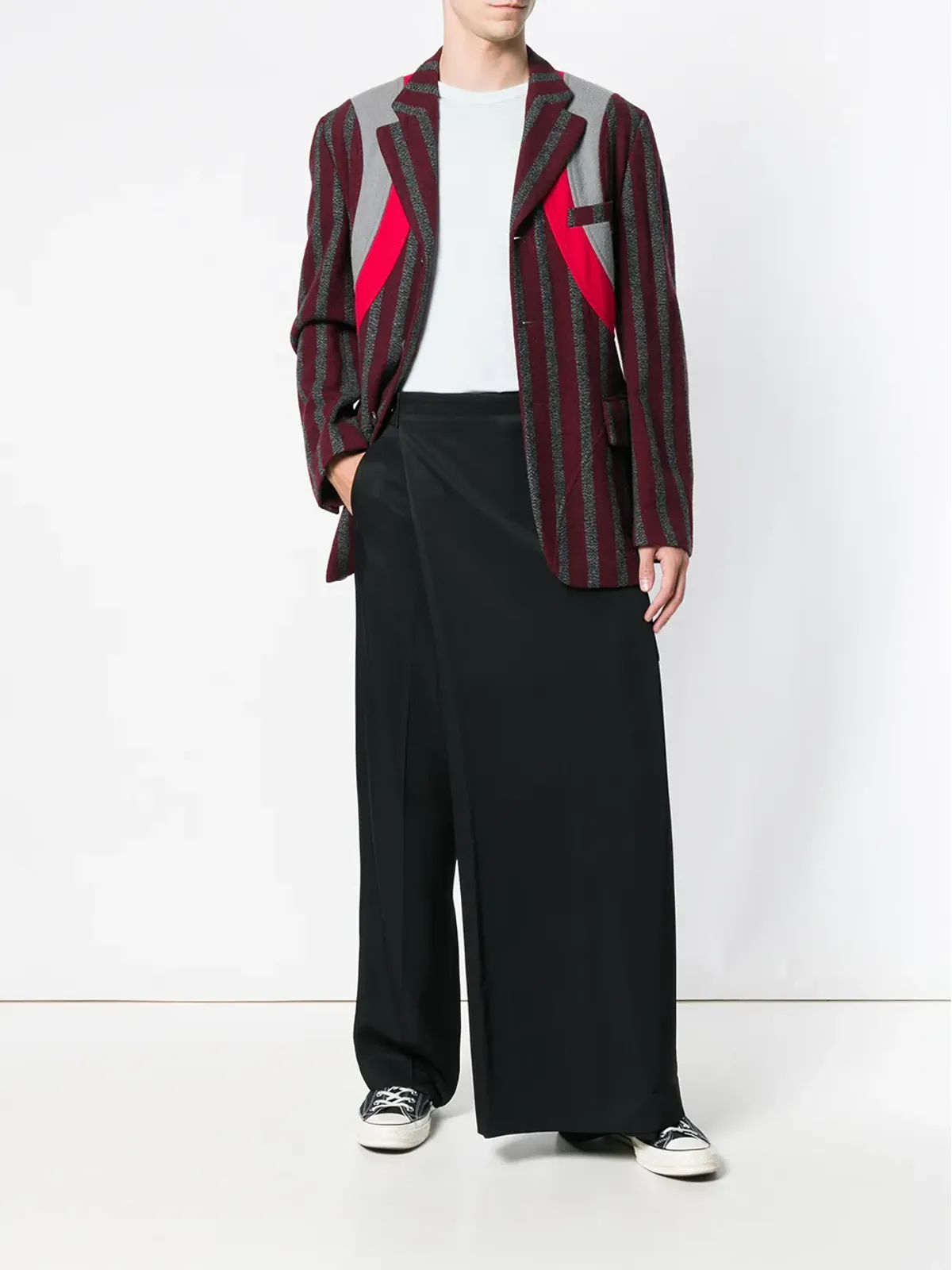 Comme Des Garçons Pre-Owned ストライプ アップリケ ブレザー（レッド） - 画像2