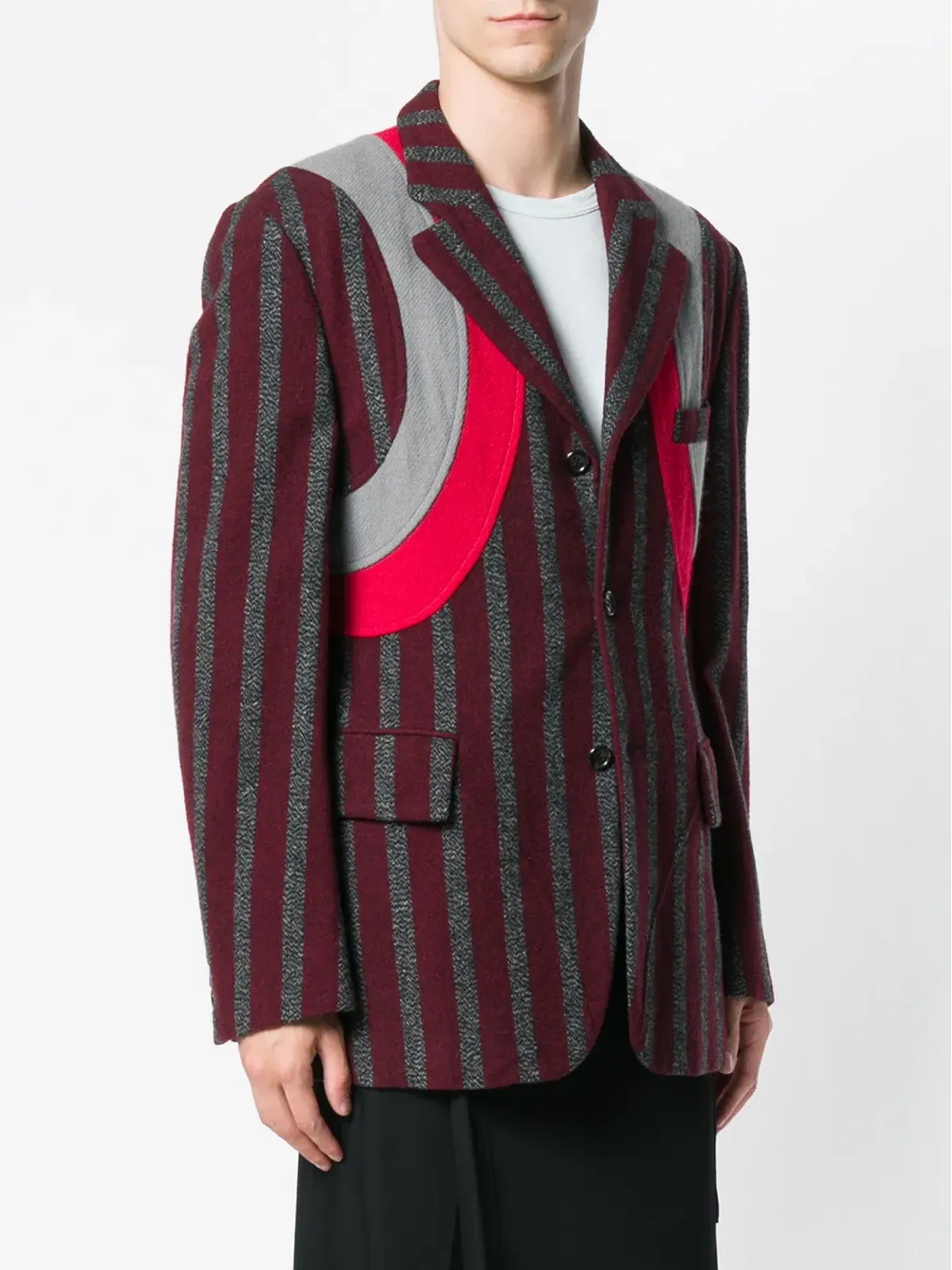 Comme Des Garçons Pre-Owned ストライプ アップリケ ブレザー（レッド） - 画像3