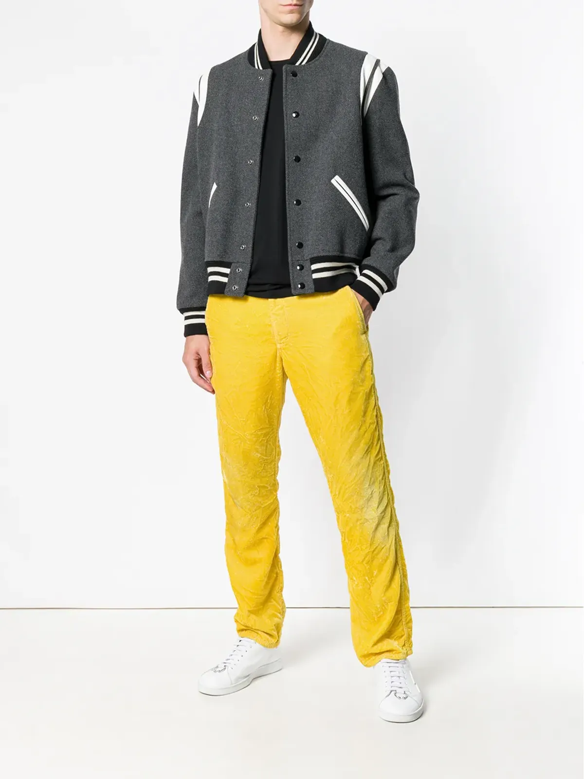 Comme Des Garçons Pre-Owned ベルベット仕上げのスリムパンツ - イエロー - 画像2