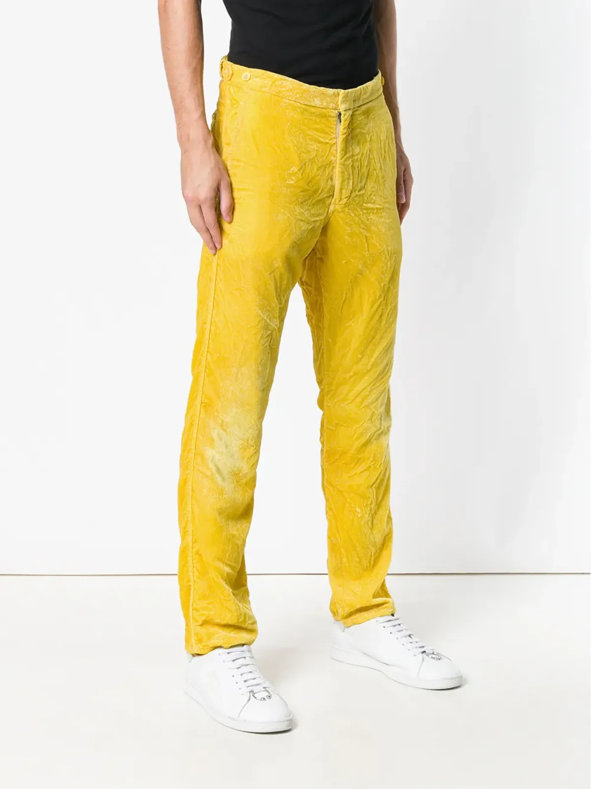Comme Des Garçons Pre-Owned ベルベット仕上げのスリムパンツ - イエロー - 画像3