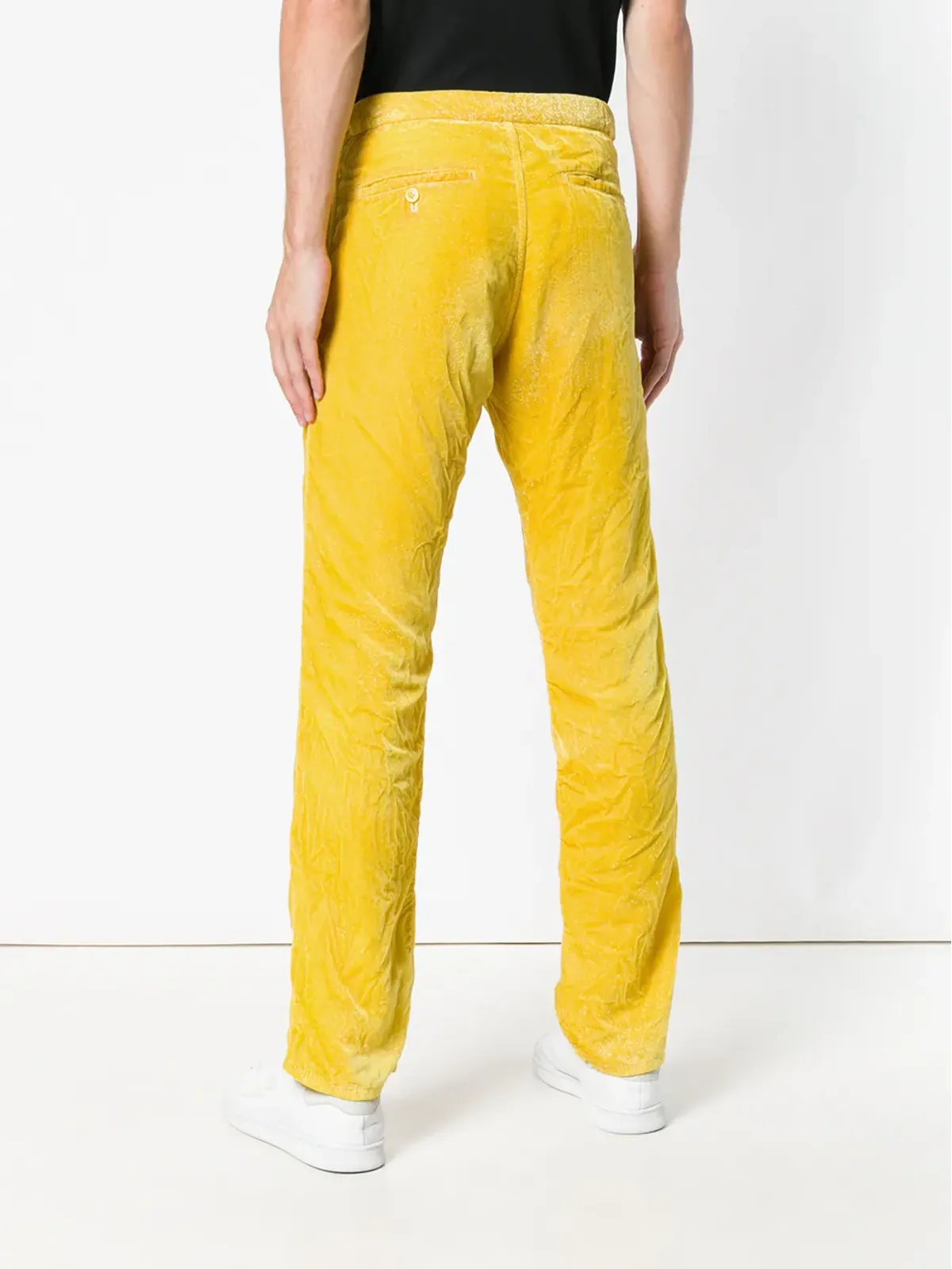 Comme Des Garçons Pre-Owned ベルベット仕上げのスリムパンツ - イエロー - 画像4