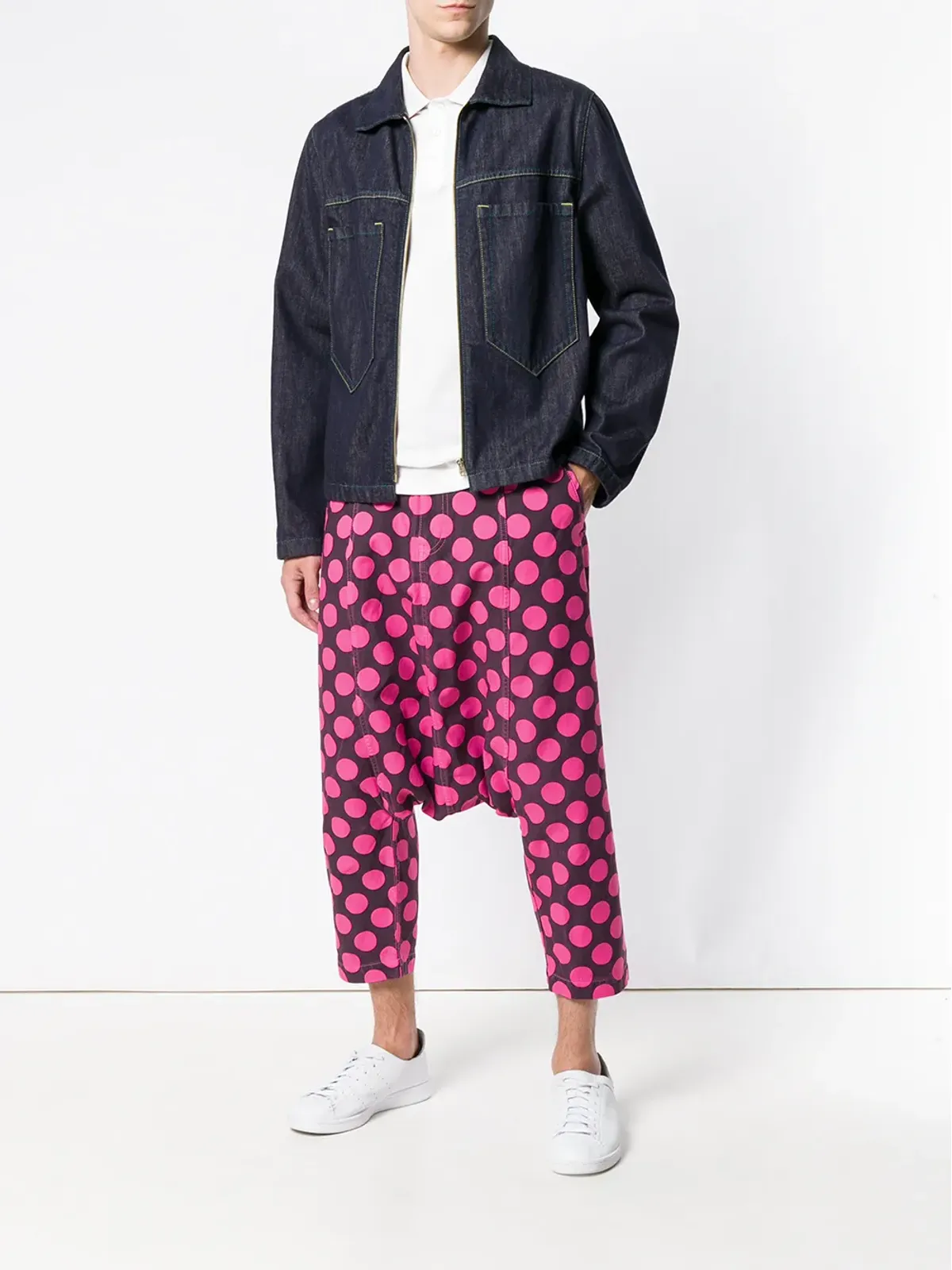 Comme Des Garçons Pre-Owned ビンテージ ドロップクロッチ・ドットパンツ - 画像2
