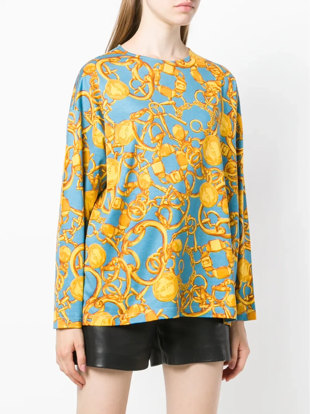 Gucci Pre-Owned チェーン柄長袖ブラウス - Blue - 画像3
