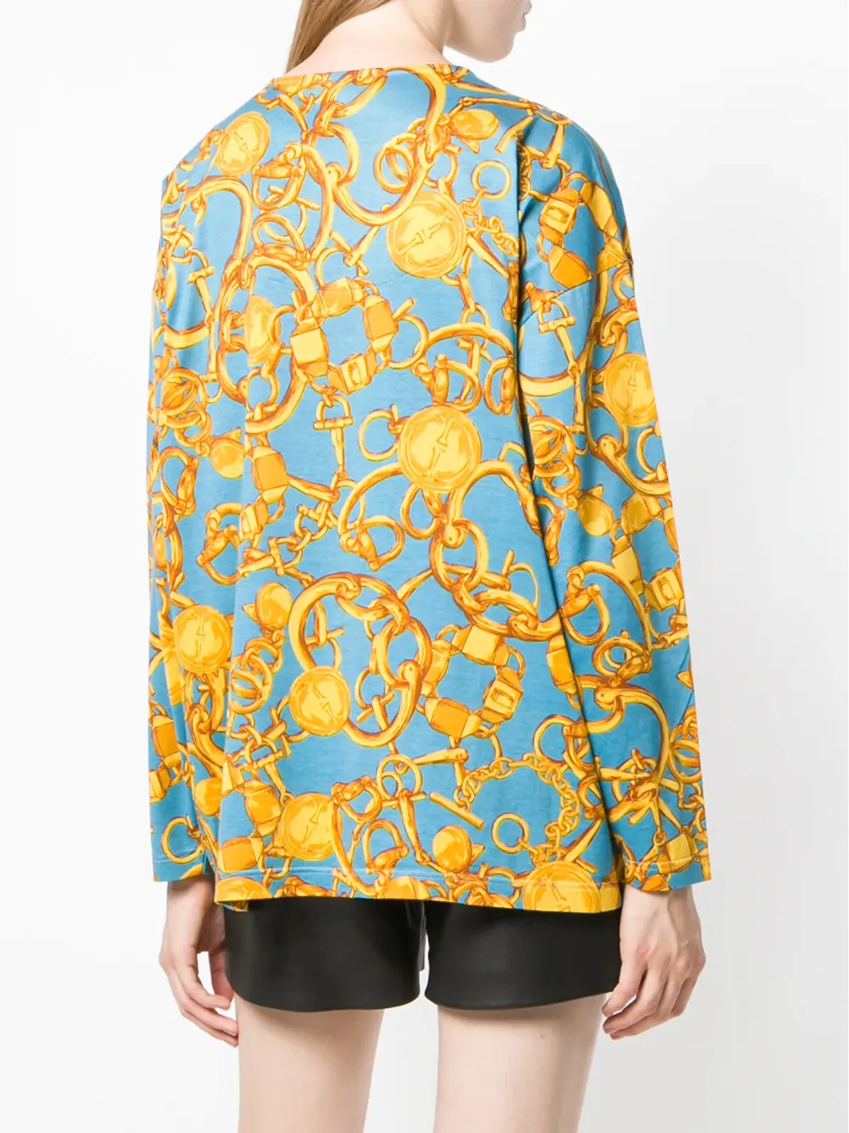 Gucci Pre-Owned チェーン柄長袖ブラウス - Blue - 画像4