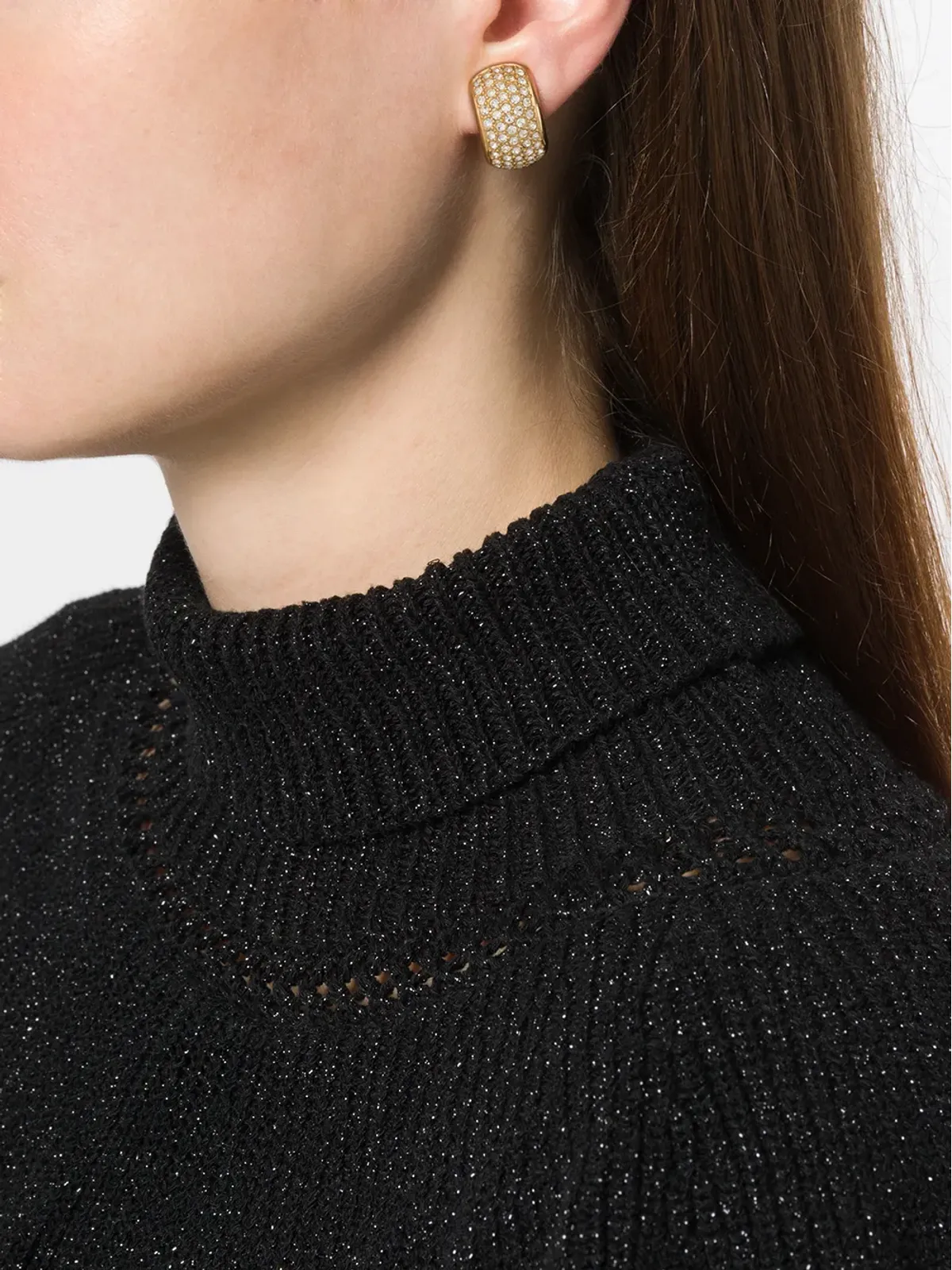 Christian Dior Pre-Owned クリスチャン ディオール中古 Swarovskiクリスタル デミフープ クリップオン イヤリング - 画像2