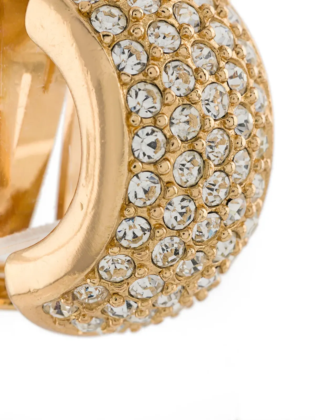 Christian Dior Pre-Owned クリスチャン ディオール中古 Swarovskiクリスタル デミフープ クリップオン イヤリング - 画像3