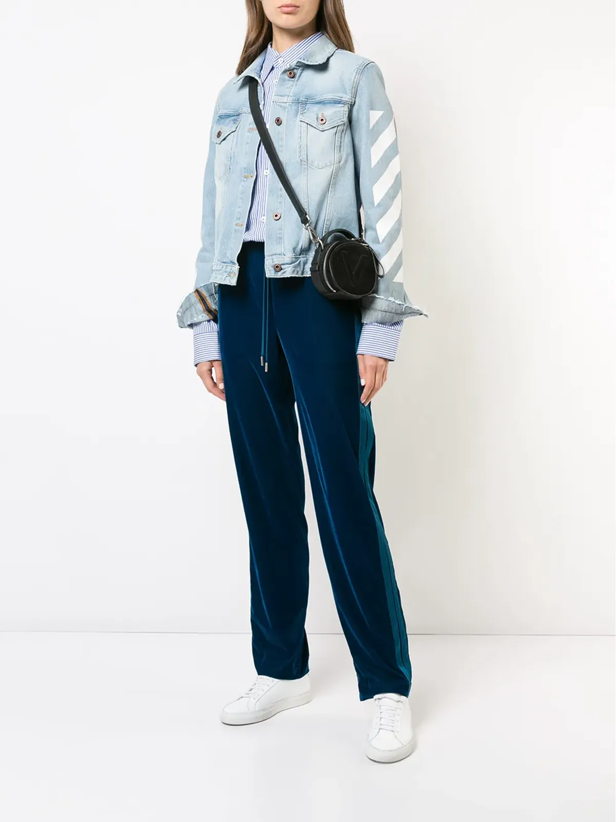 Off-White ドローストリング・ハイウェストパンツ ブルー - 画像2