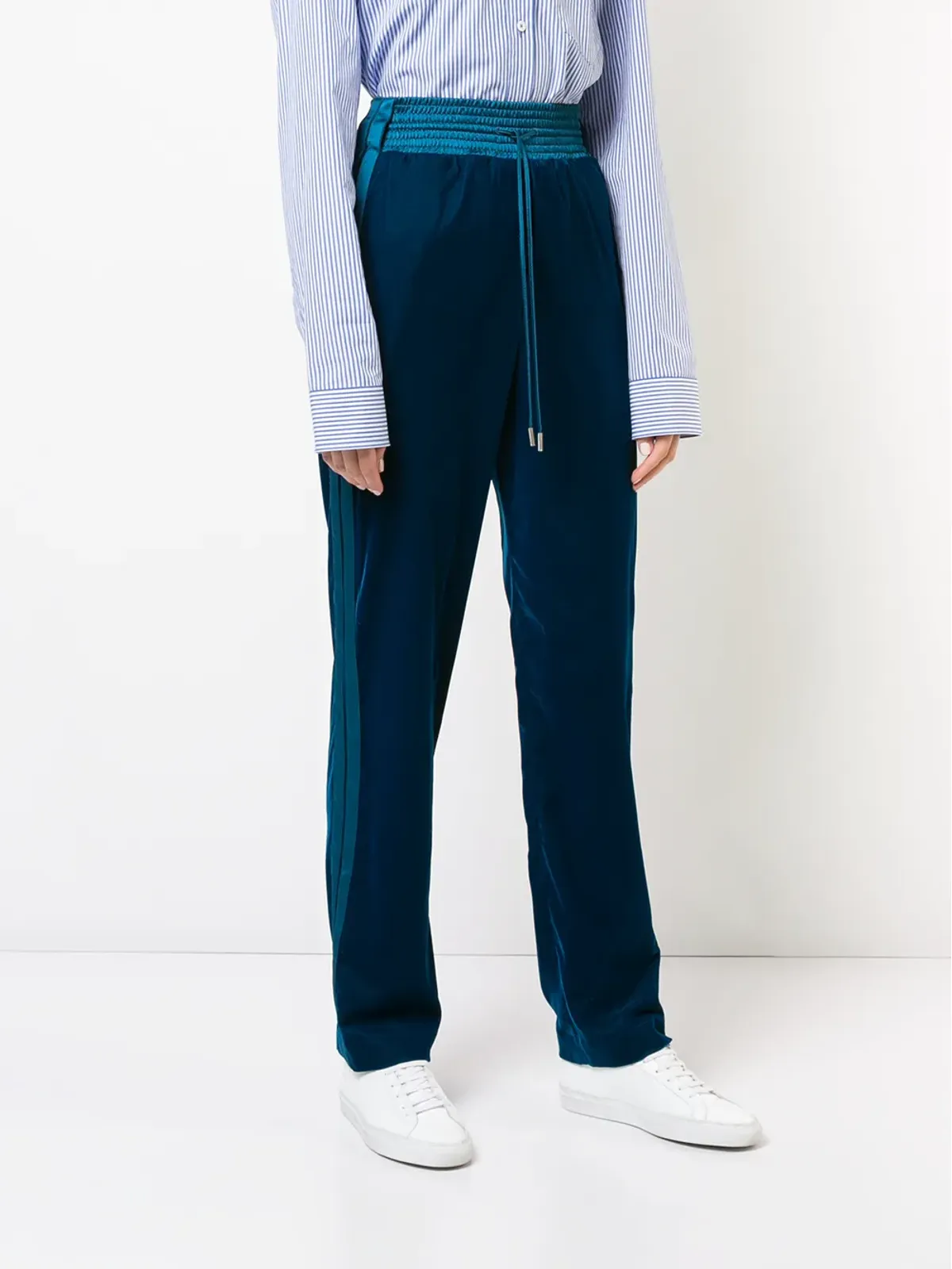 Off-White ドローストリング・ハイウェストパンツ ブルー - 画像3