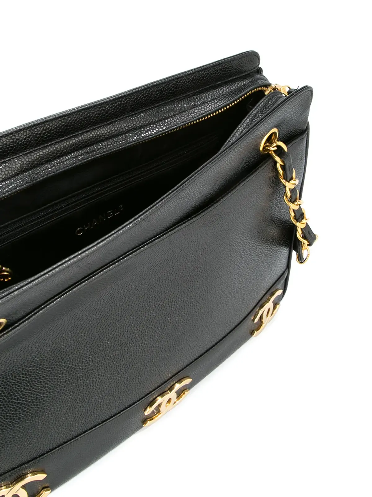 CHANEL ビンテージ 1994-1996 インターロッキングCC ショルダーバッグ - ブラック - 画像5