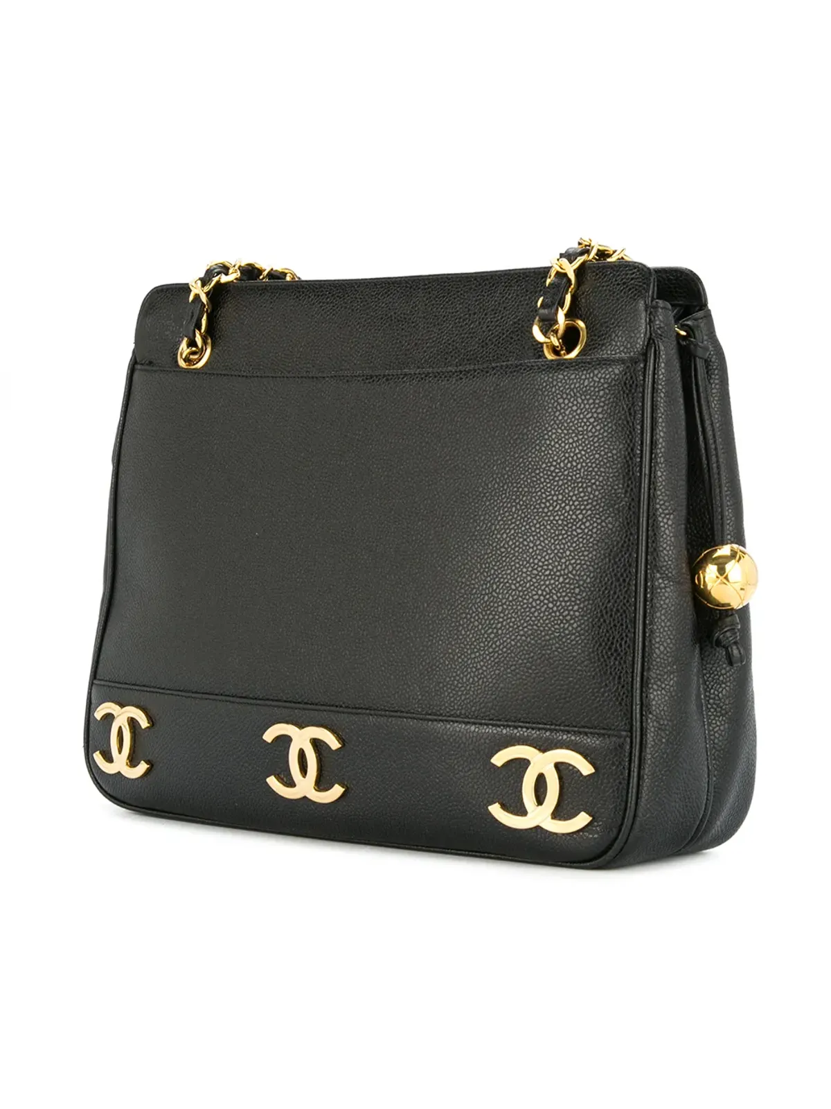 CHANEL ビンテージ 1994-1996 インターロッキングCC ショルダーバッグ - ブラック - 画像3