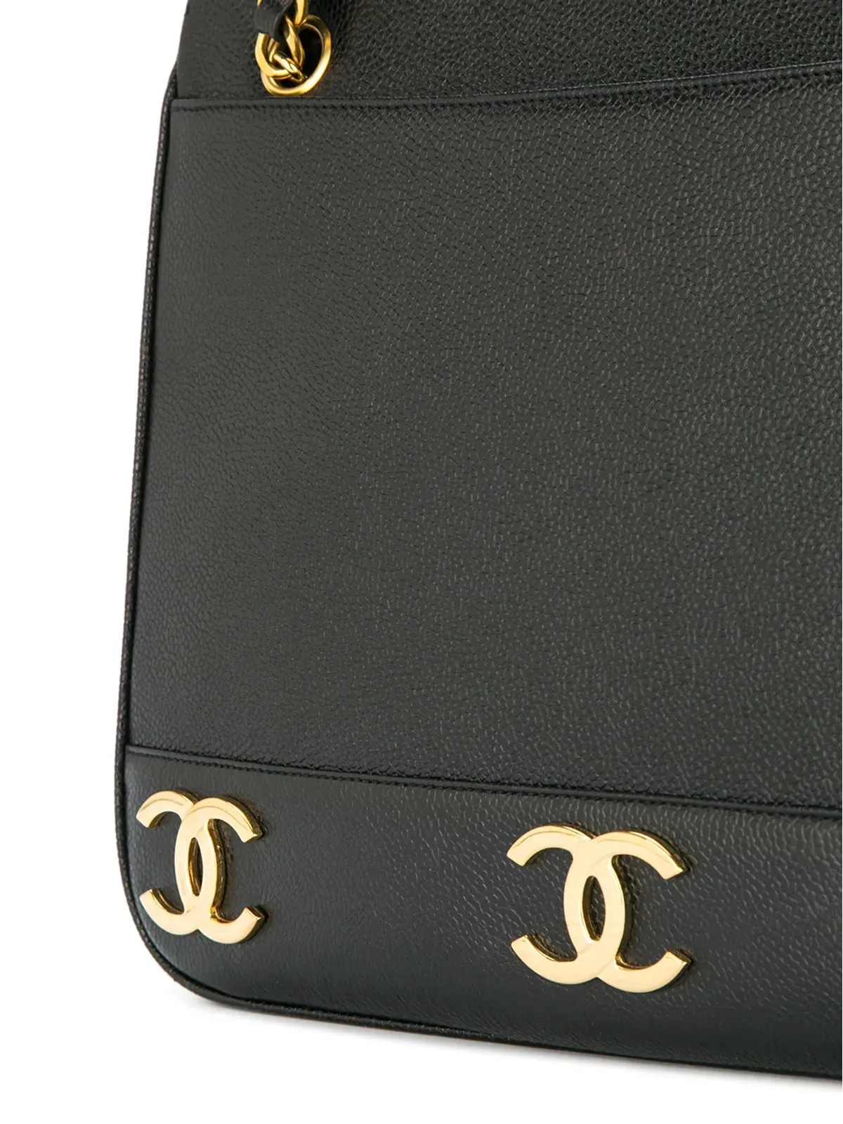 CHANEL ビンテージ 1994-1996 インターロッキングCC ショルダーバッグ - ブラック - 画像4