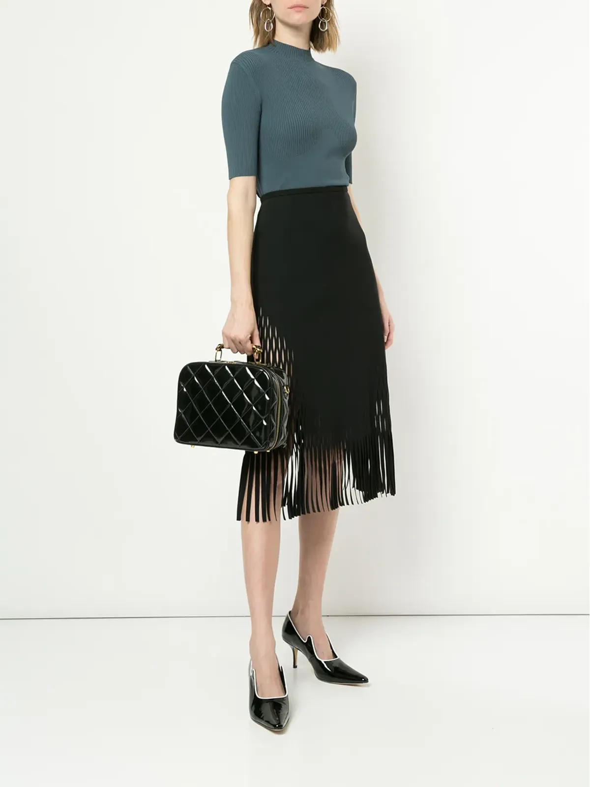 CHANEL Vintage キルテッドボックス型2ウェイバッグ - ブラック - 画像2