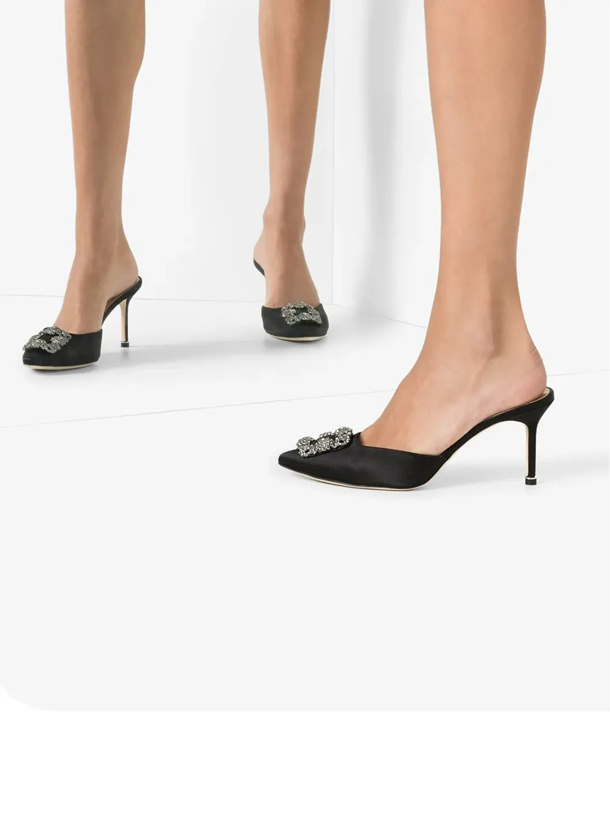 Manolo Blahnik Hangisi アップリケ付きミュール - 画像3