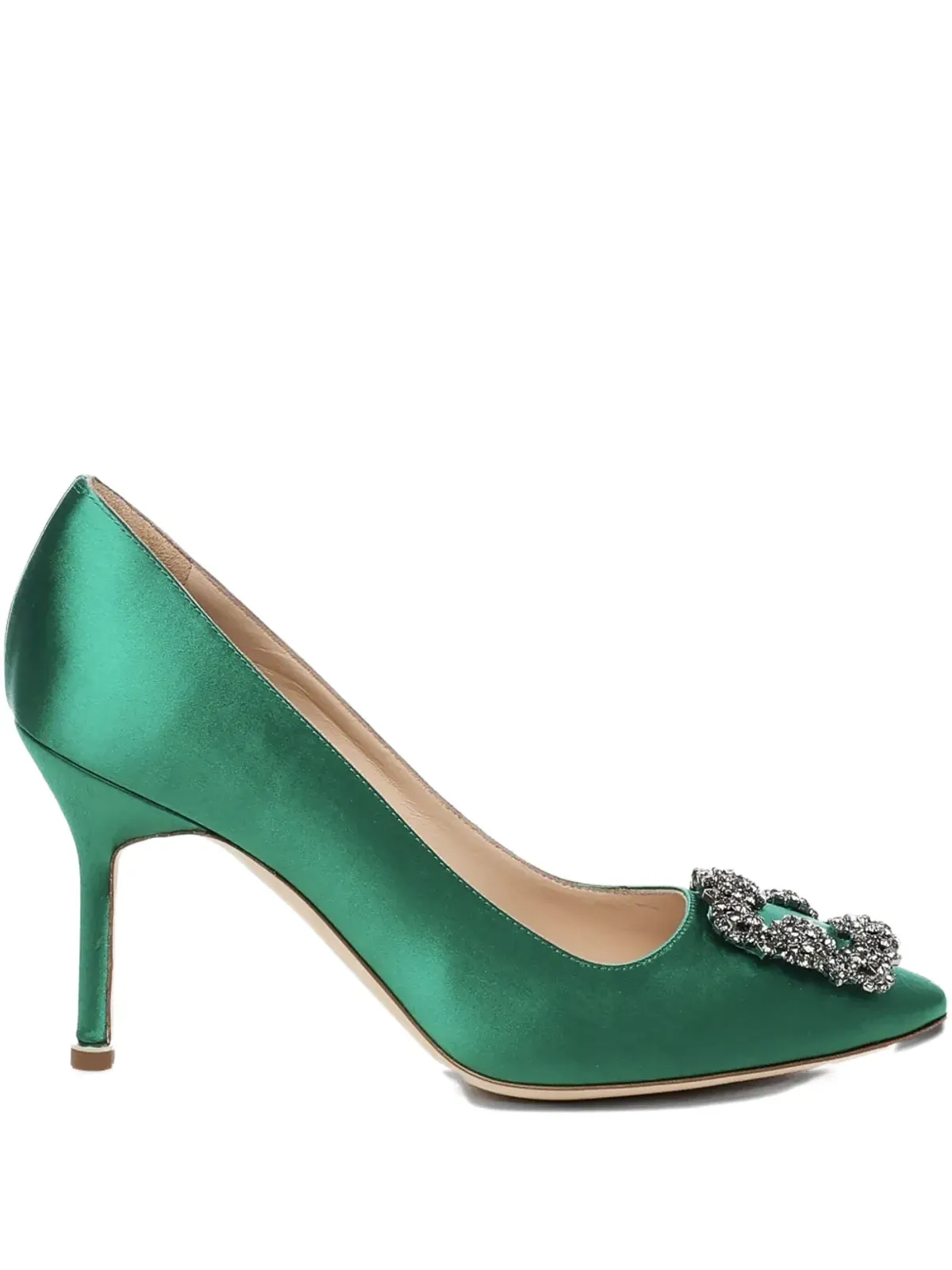 Manolo Blahnik 90mm Hangisi satin pumps - Green - 画像1
