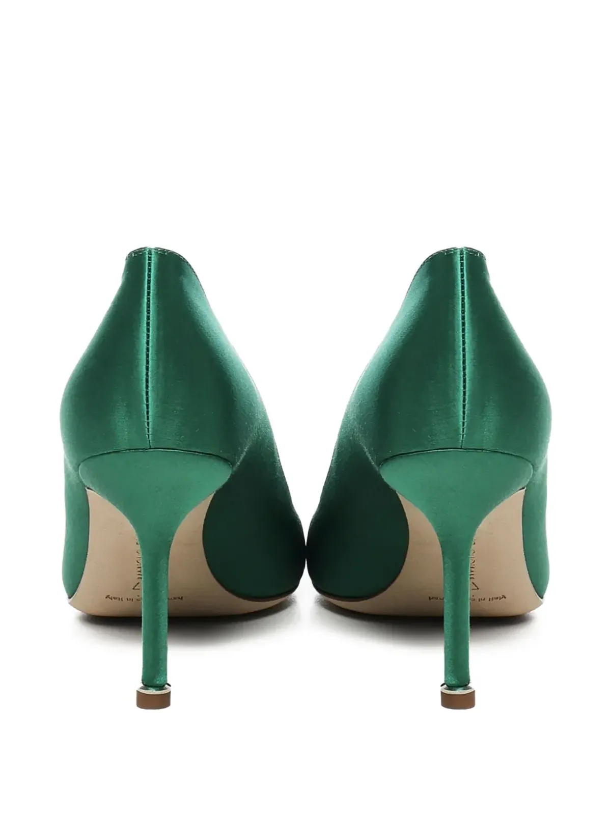 Manolo Blahnik 90mm Hangisi satin pumps - Green - 画像3