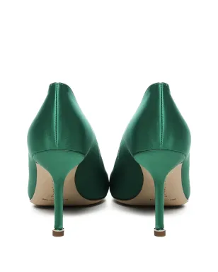 Manolo Blahnik 90mm Hangisi satin pumps - Green - サムネイル3