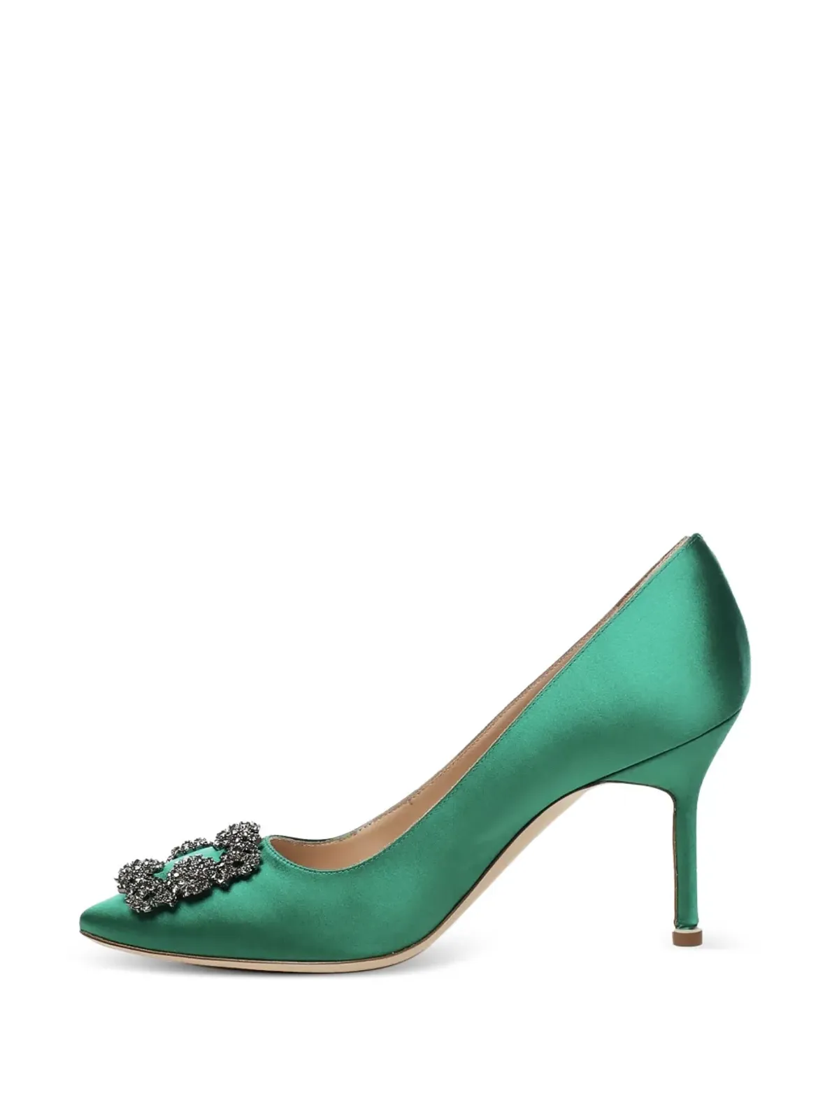 Manolo Blahnik 90mm Hangisi satin pumps - Green - 画像4