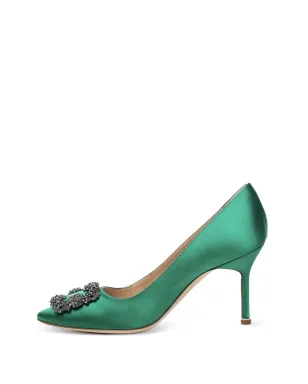 Manolo Blahnik 90mm Hangisi satin pumps - Green - サムネイル4