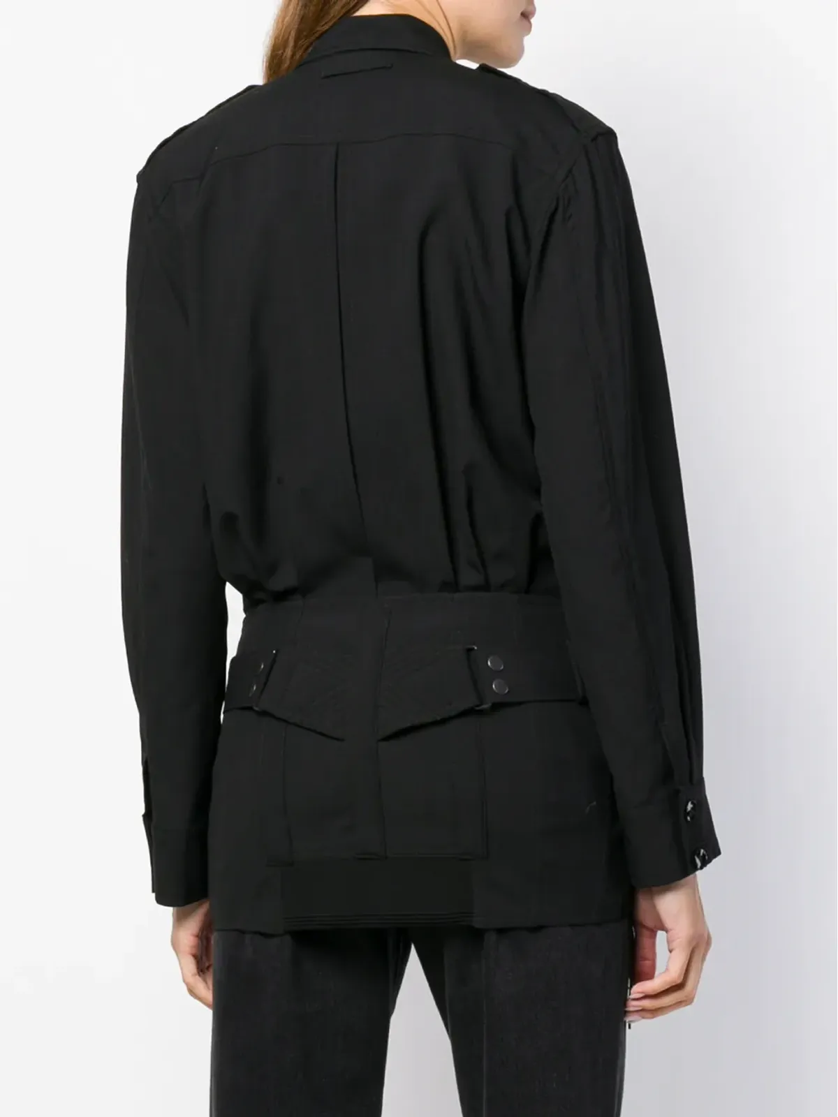 Jean Paul Gaultier Pre-Owned レースアップディテール ベルト付きジャケット - ブラック - 画像4