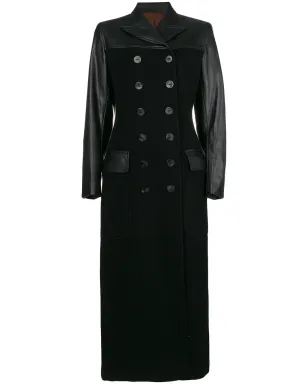 Jean Paul Gaultier Pre-Owned フェイクレザー ロングコート ブラック - サムネイル1